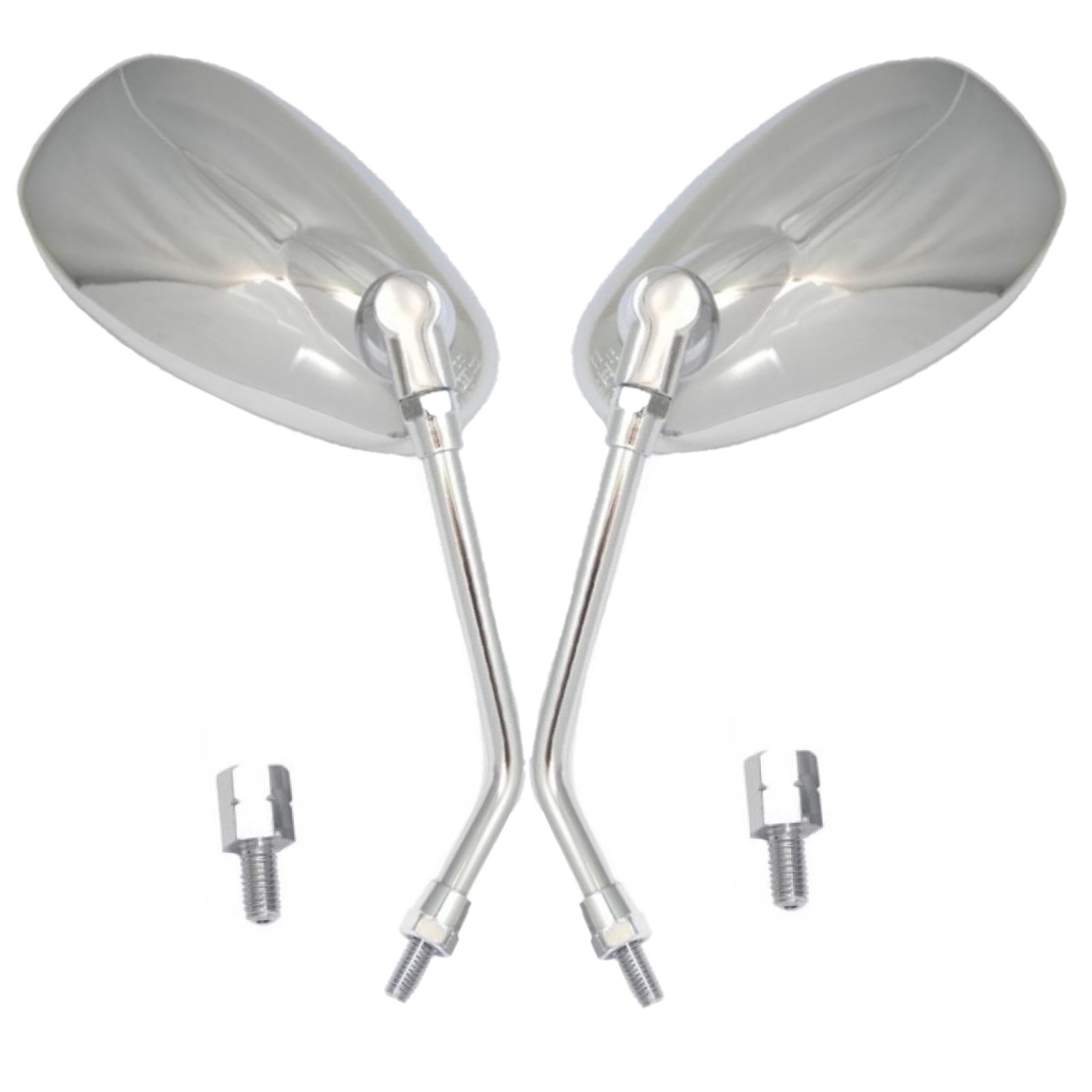 Spiegelpaar für Kymco People 50 2T 2000-2016 125 2008-2015 aus Kunststoff in chrom mit M8 Rechtsgewinde e-geprüft