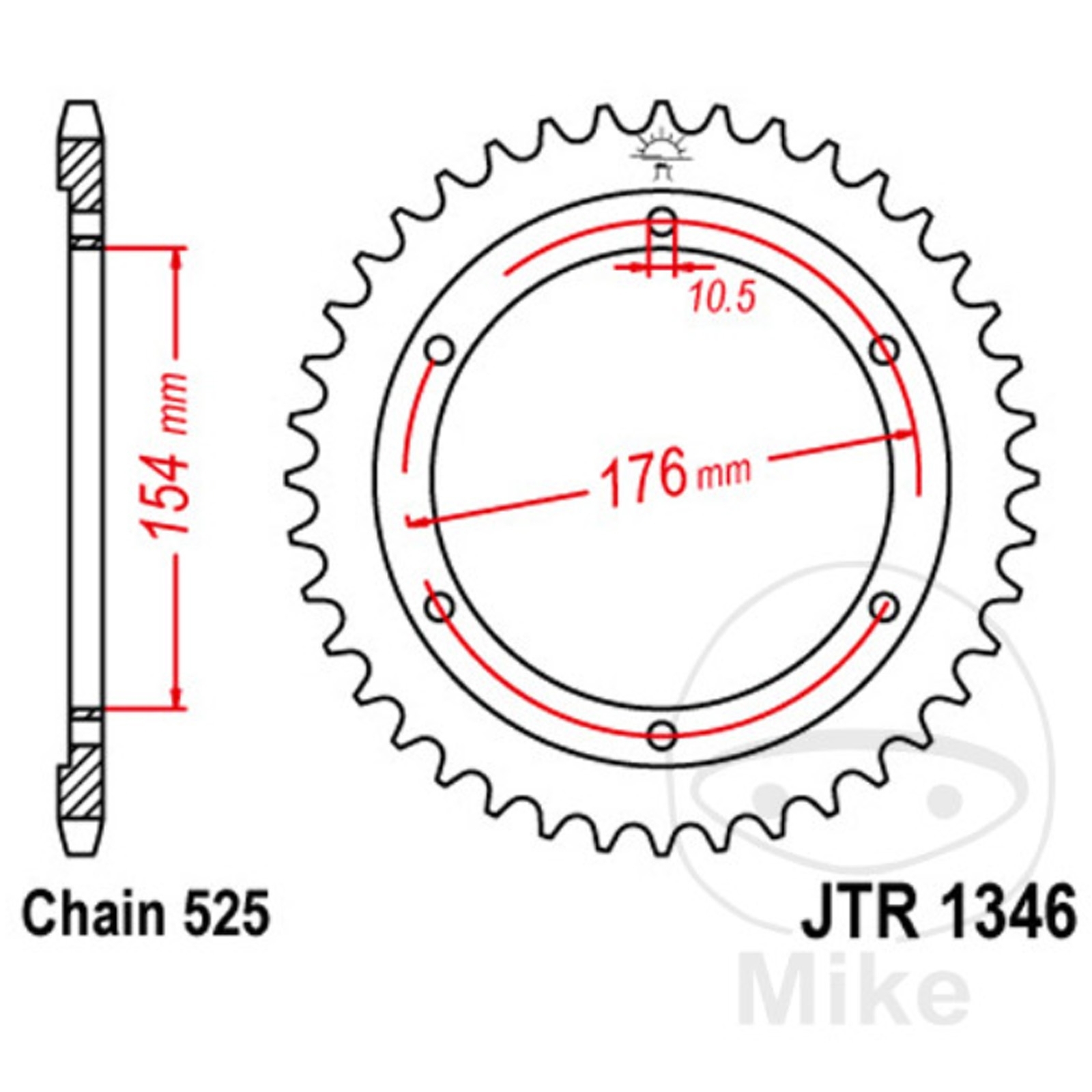 JT JTR1346.44 Kettenrad 44 Zähne Teilung 525 für Honda CB1000 RA 2018-24 VFR800 F ABS VFR800 X
