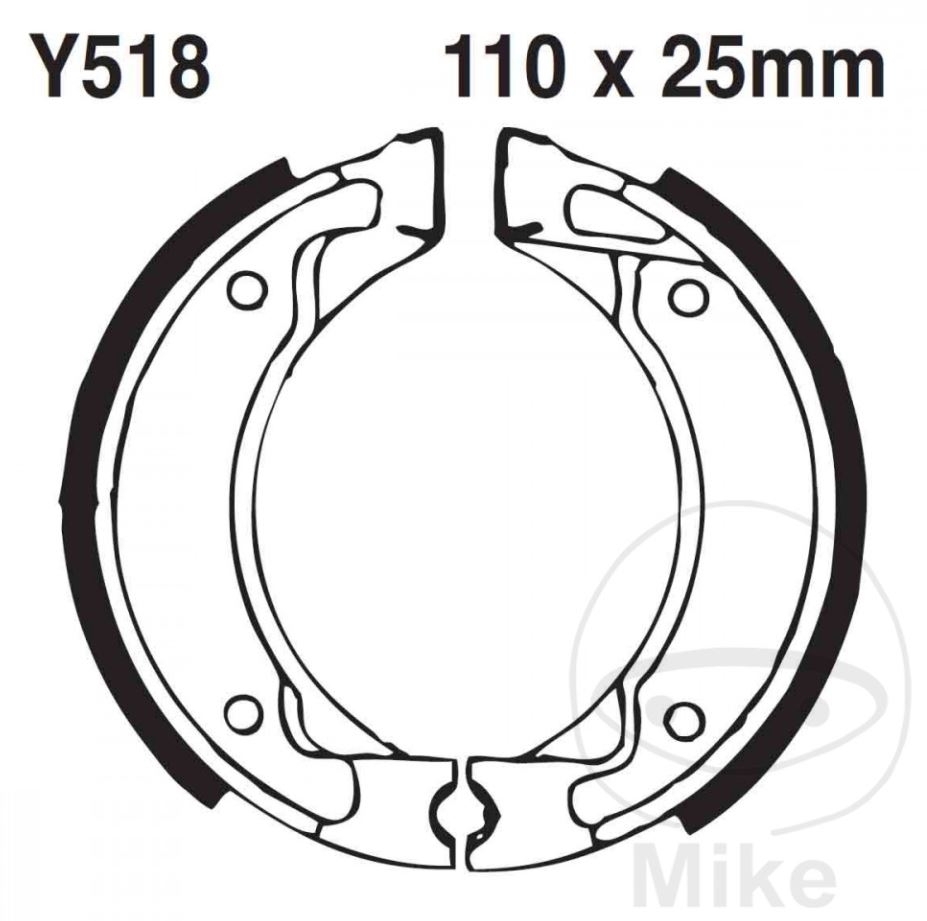 EBC Bremsbacken ohne Federn für Yamaha DT PW SR CY BW TT 50 80 125 200 225