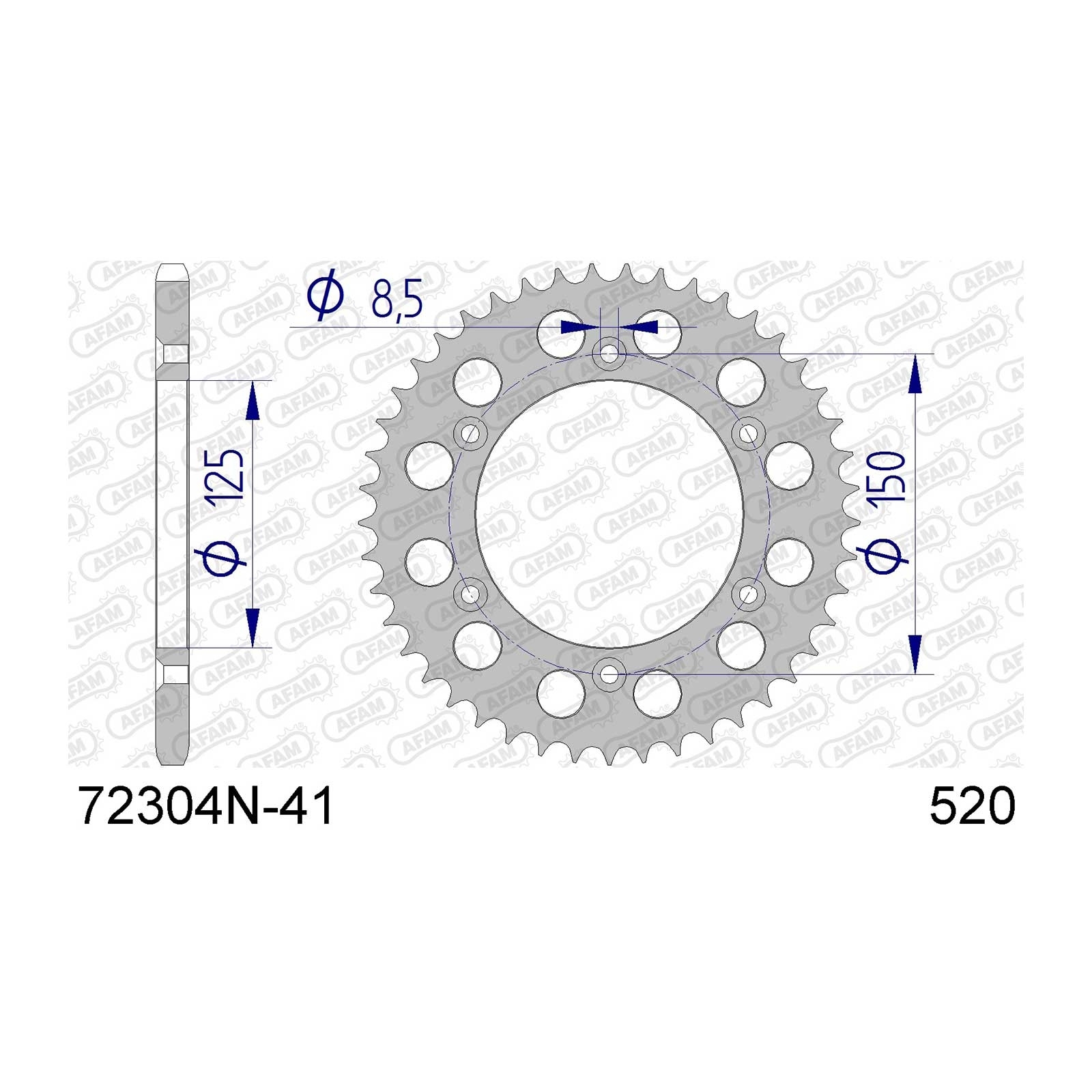 AFAM Kettenrad Teilung 520 41 Zähne Alu gun metal