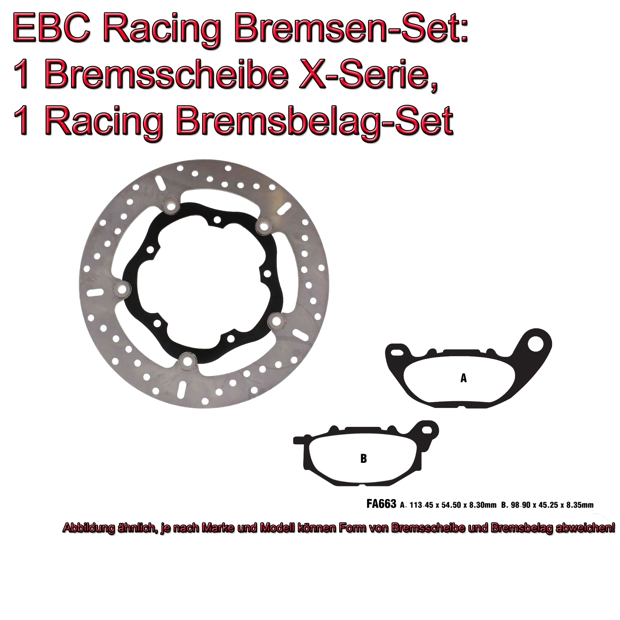 EBC Racing Bremsen Set vorne rechts 1x MD2119X + 1x GPFAX663HH Sintermetall