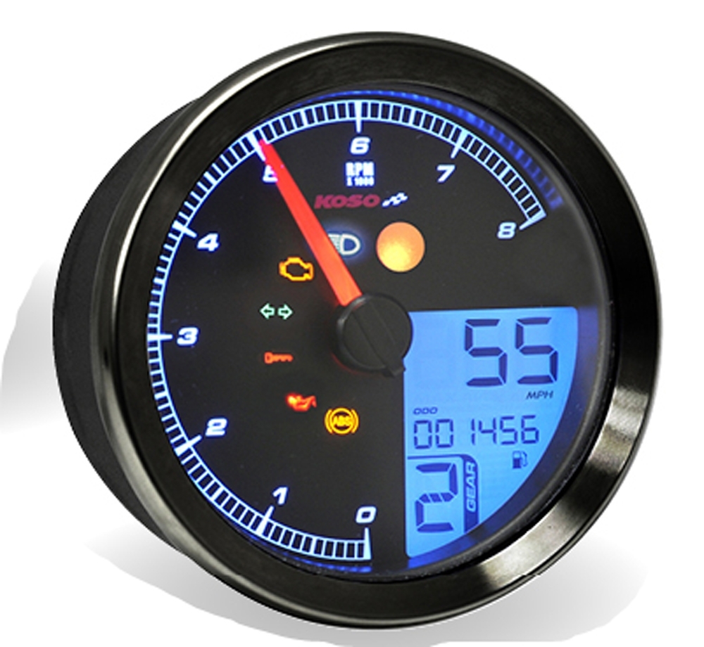 KOSO Drehzahlmesser/Tachometer für Yamaha XV950/Bolt SCR950 schwarzer Ring