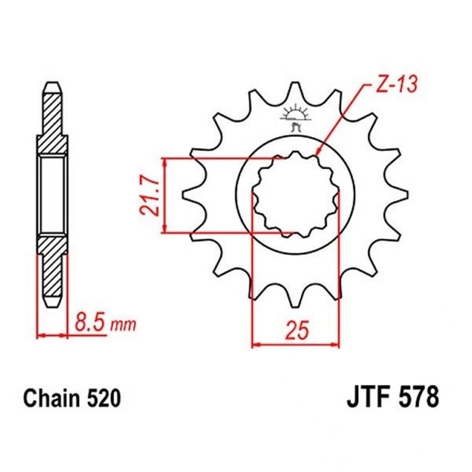 JT Ritzel 17 Zähne  Teilung 520  / 578.17 JT Sprockets