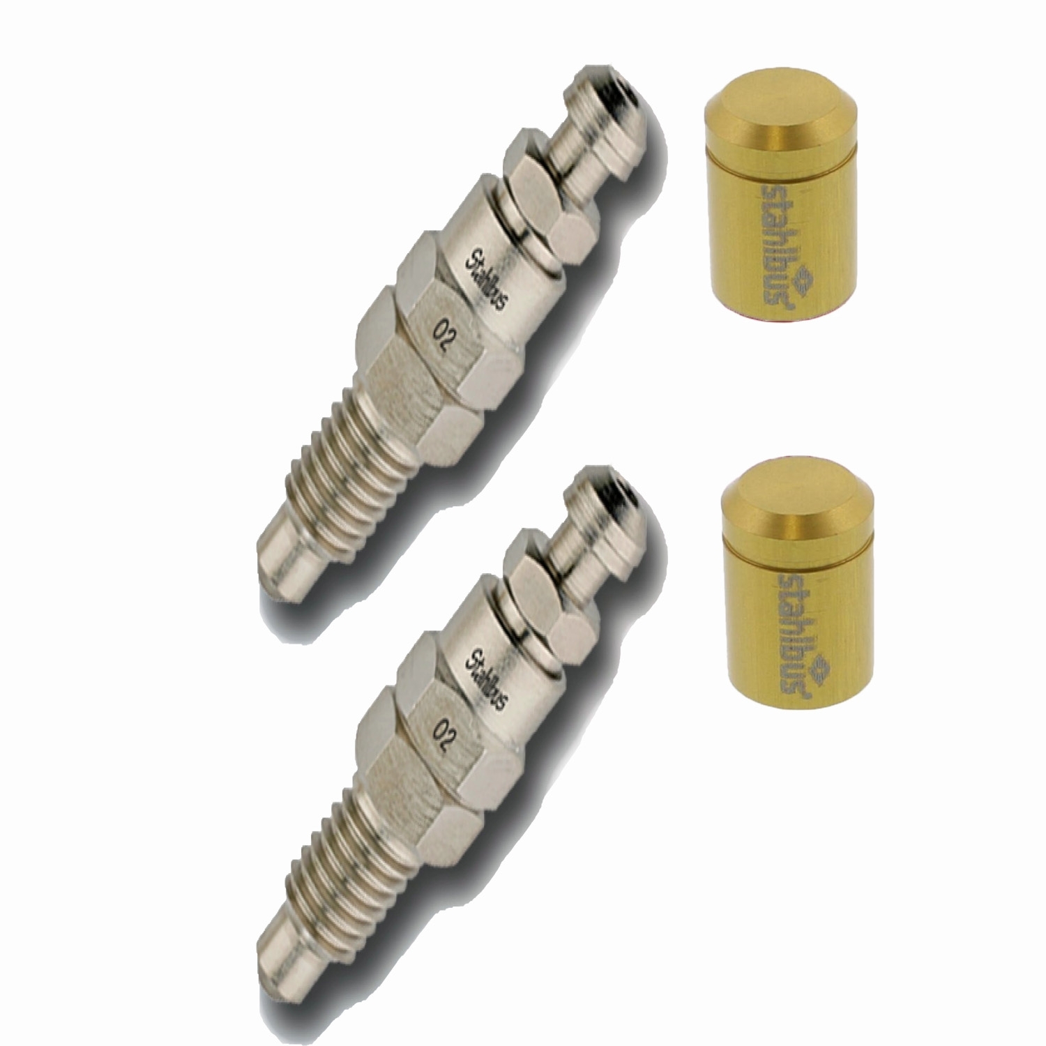 2x stahlbus Schnell-Entlüfterschraube SB-110311 M8x1.25 mit Entlüftungsventil & Ventilkappen Gold