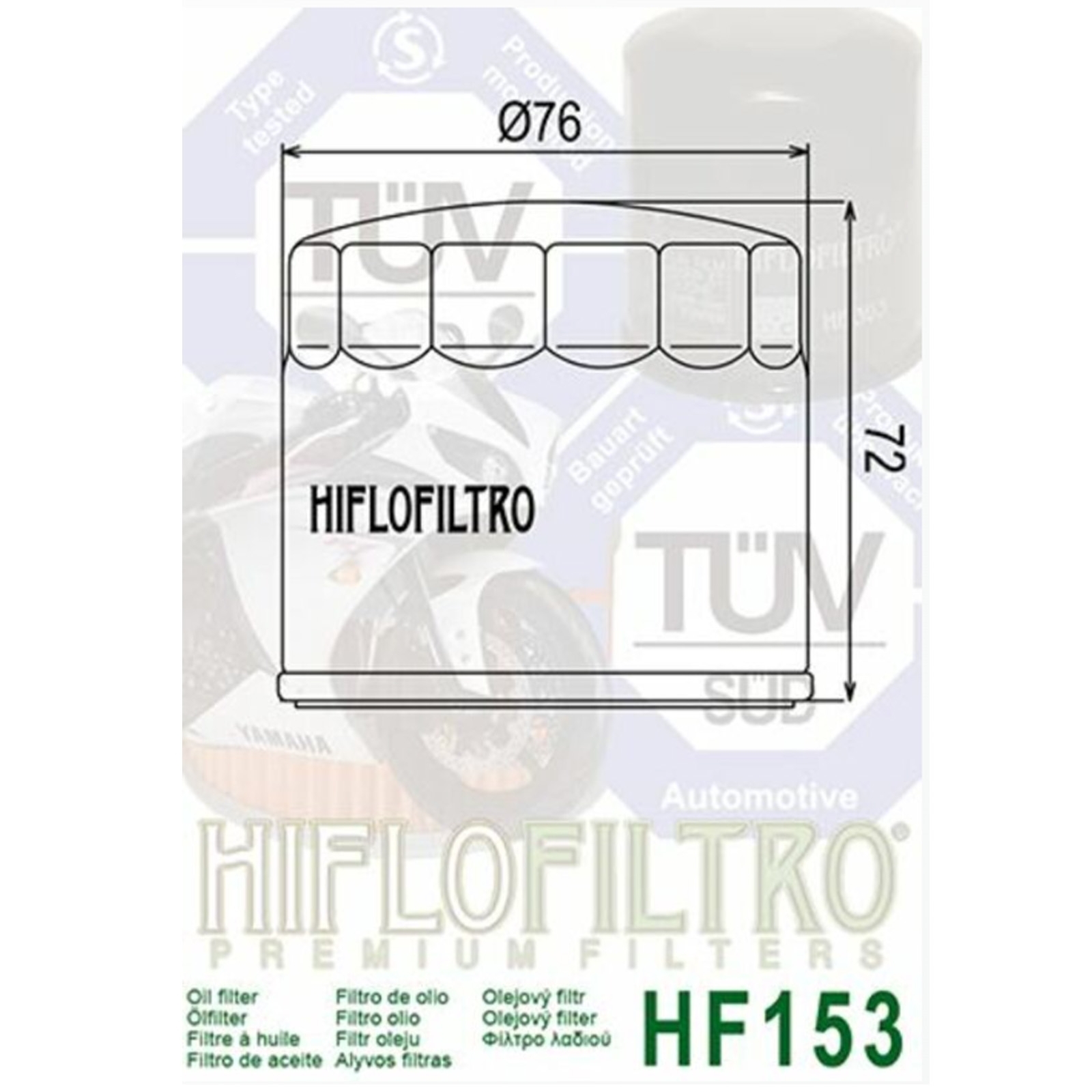 Hiflo HF153 Ölfilter für Ducati Bimota Cagiva Höhe 72 mm Breite 76 mm