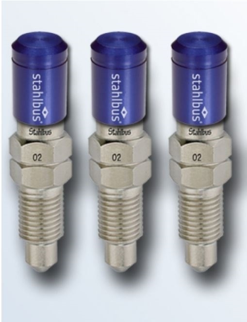 3x stahlbus Schnell-Entlüfterschraube Entlüftungsventil 3/8 Zoll-24UNFx16 + Alukappen Blau