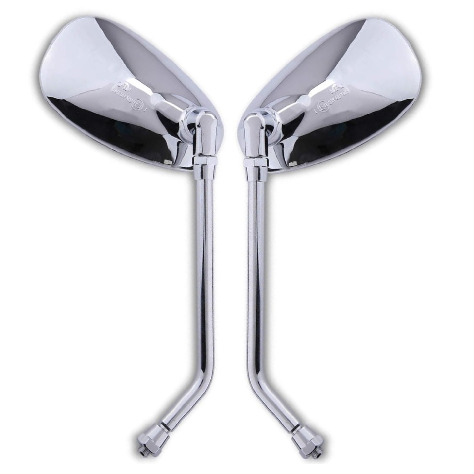 Spiegelpaar Universal in Chrom mit M10 Rechtsgewinde Naked Bike langer Arm
