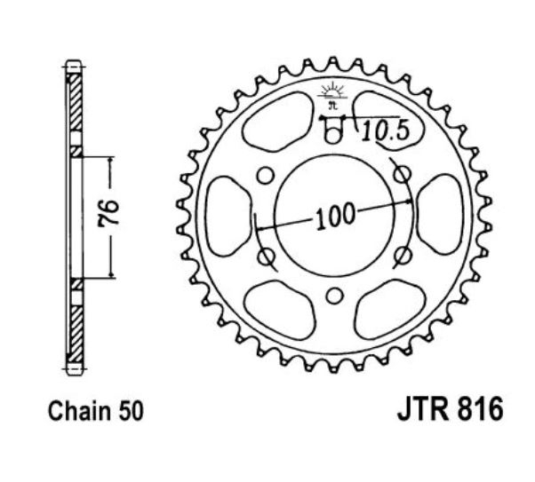 JT Kettenrad 50 Zähne 530 Teilung / R816-50 JT Sprockets JTR816.50