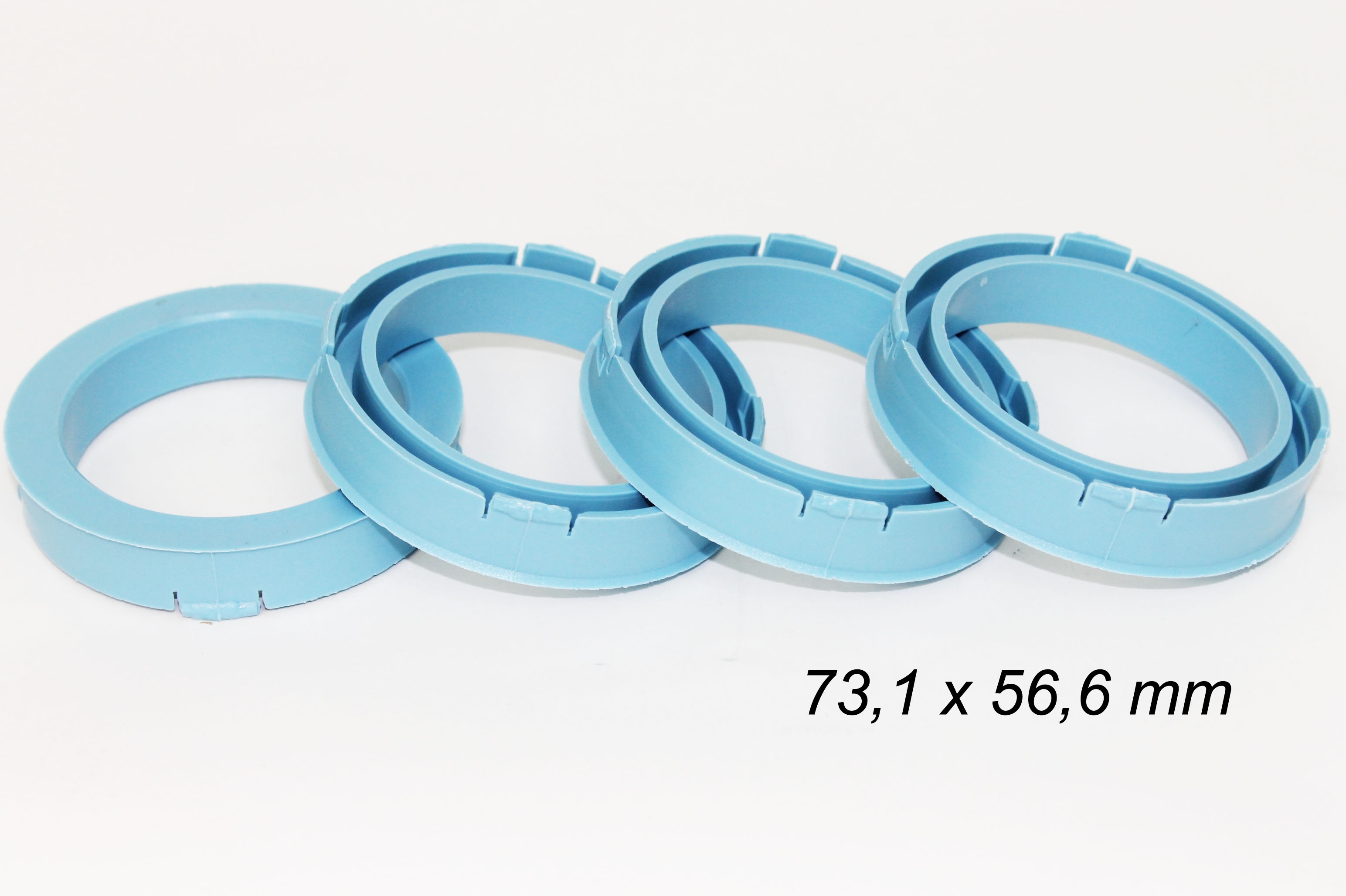 4 X Zentrierring S43 HELLBLAU 73,1mm x 56,6mm Chevrolet Fiat Opel