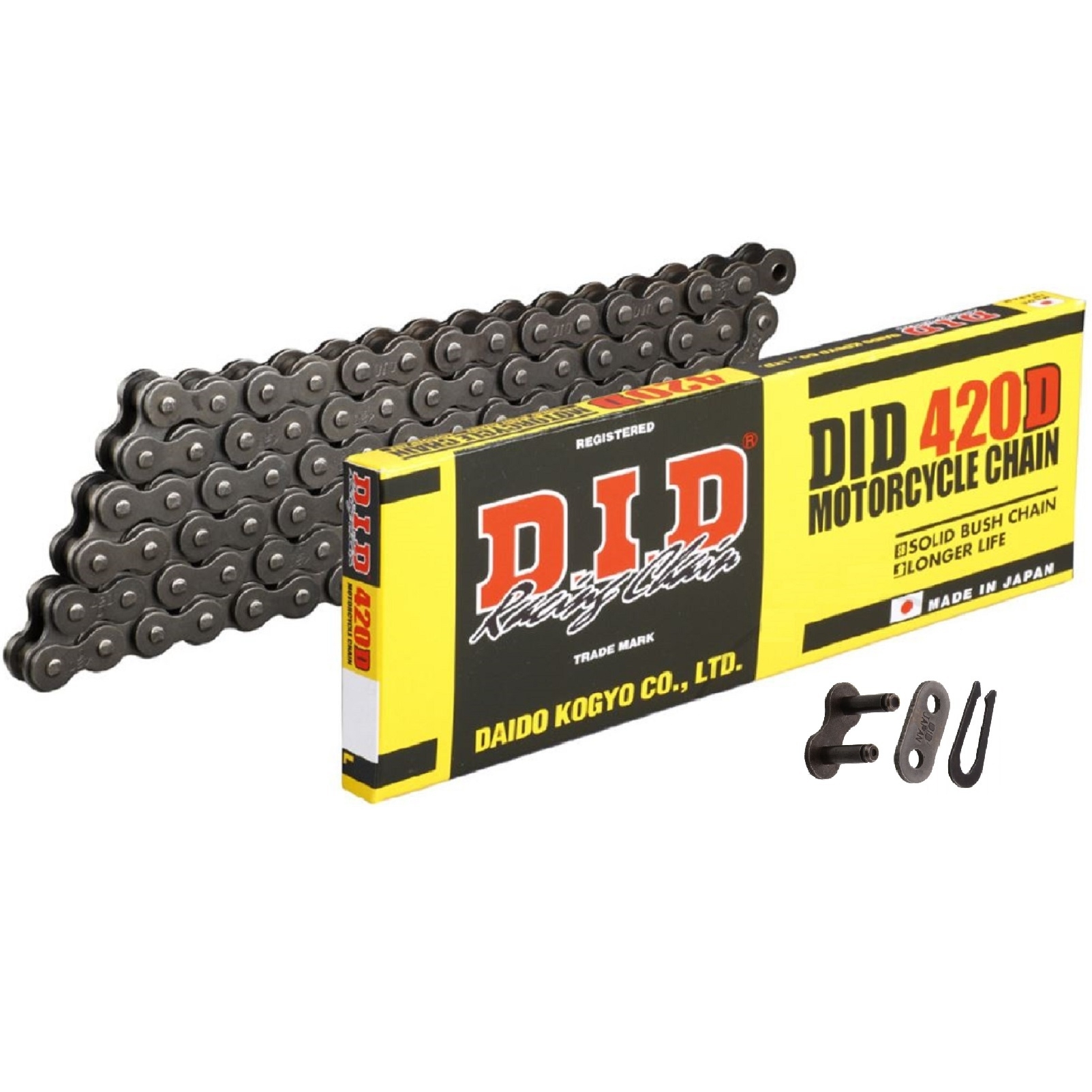 DID Motorrad Standard-Kette offen 420 Teilung 132 Glieder mit Clipschloss