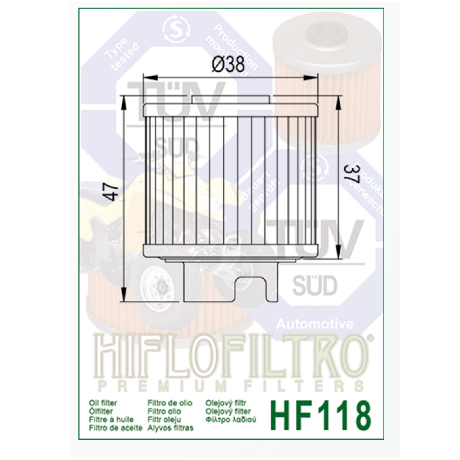 HIFLO HF118 Ölfilter für Honda TRX 125 Fourtrax TE050 1987-88 TVT 110 2WD 197-89