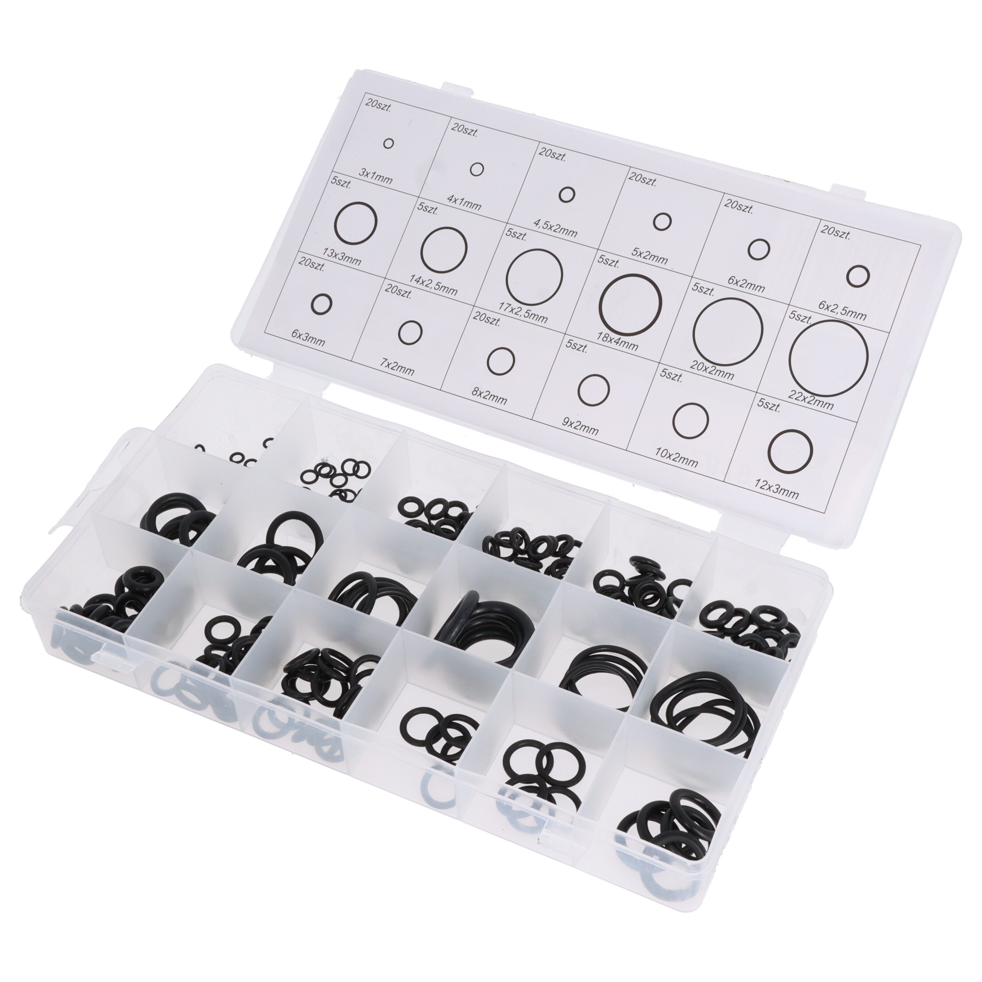 225-teiliges O-Ring Sortiment Dichtungsringe 3-22 mm Klimaanlage Gummidichtung
