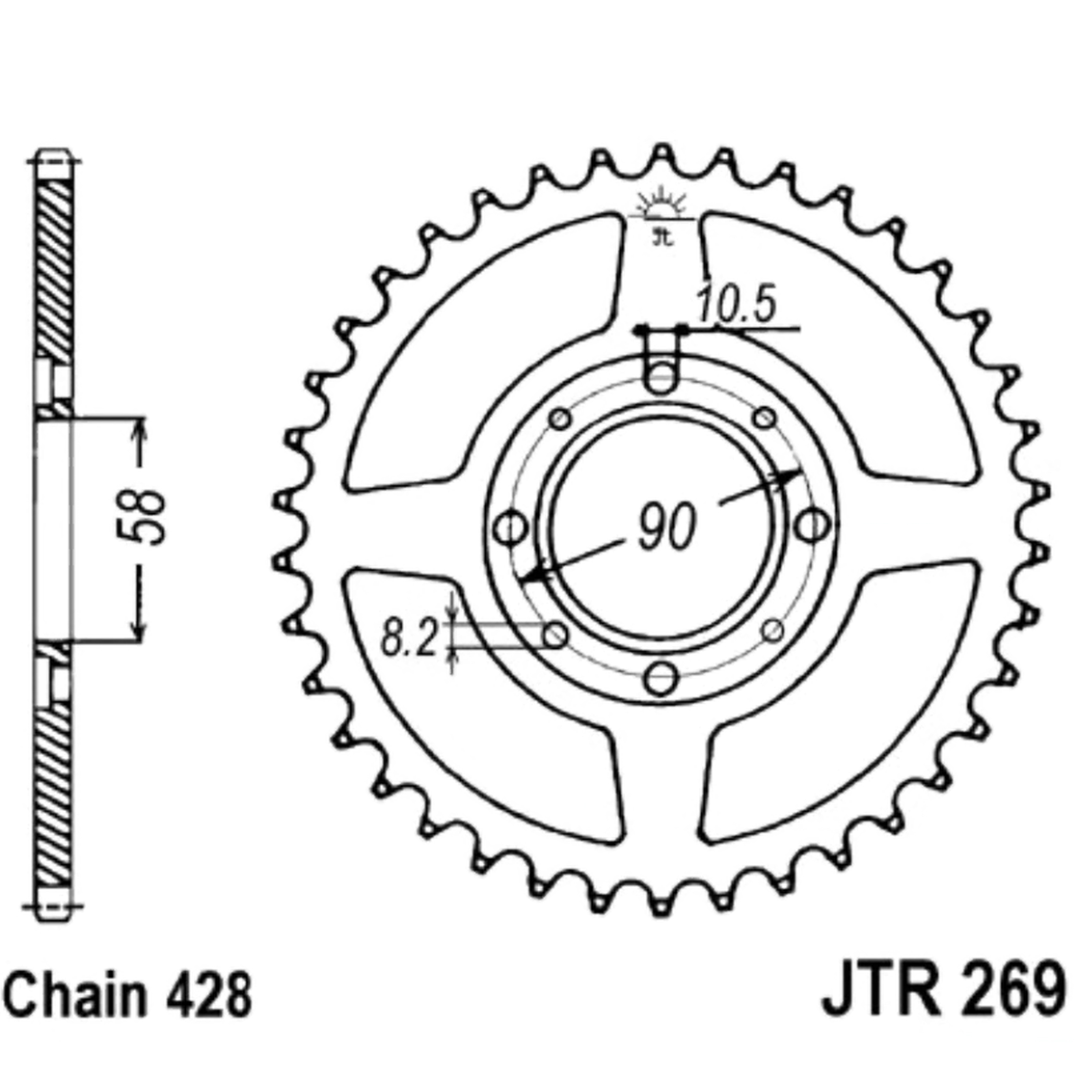 JT Kettenrad 34 Zähne Teilung 428 / JTR269.34 JT Sprockets