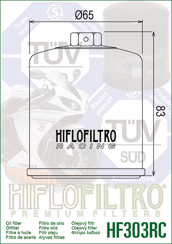 Hiflo HF303RC Racing Ölfilter für Honda CB CBR Yamaha FZR XJ Kawasaki ER6 KLE Polaris