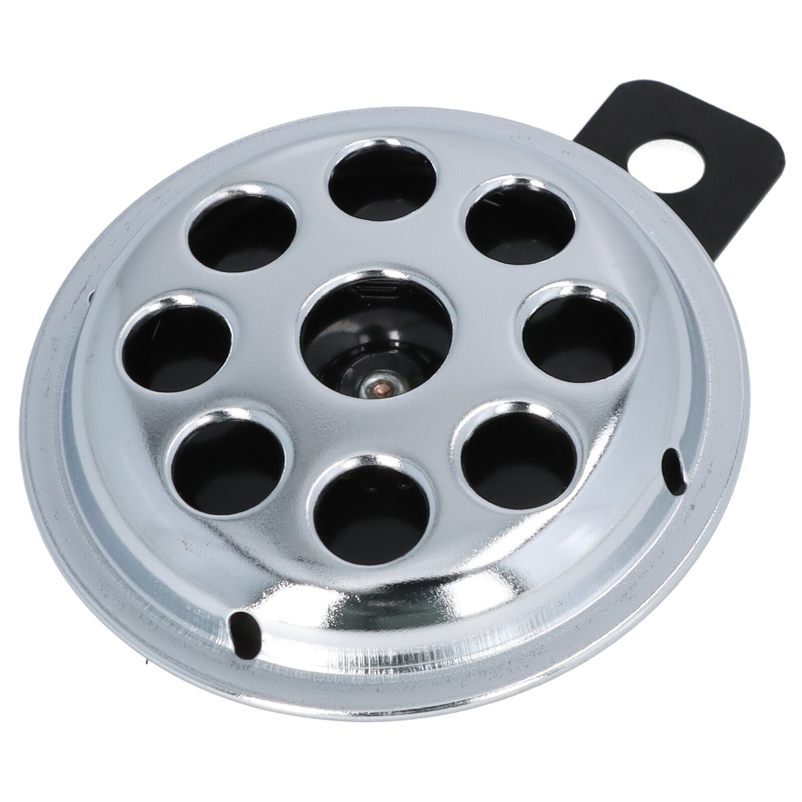 Universelle Motorrad Hupe aus Metall, chrom mit schwarzem Kern, 12 Volt, 71 mm 105db