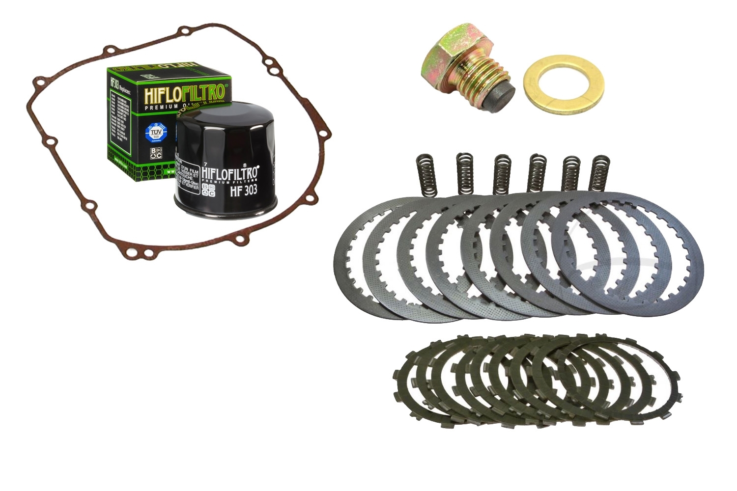Kupplung Satz komplett +Dichtung +Ölfilter +Ablasschraube für Kawasaki ZZR 600 D
