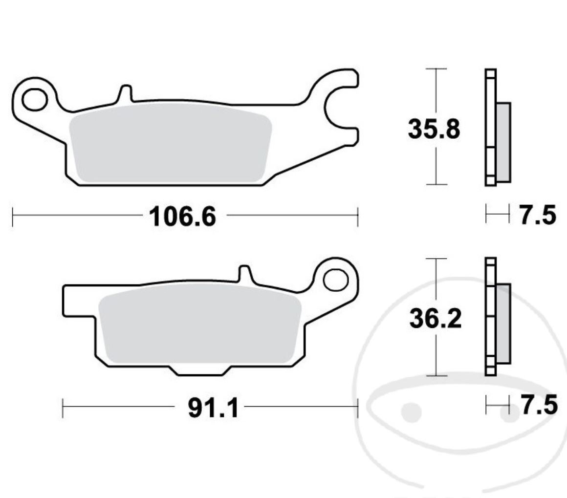 TRW MCB801SI Sintermetall Bremsbeläge vorne links für Yamaha YFM700 Kodiak YFM250 R YFM550 Grizzly