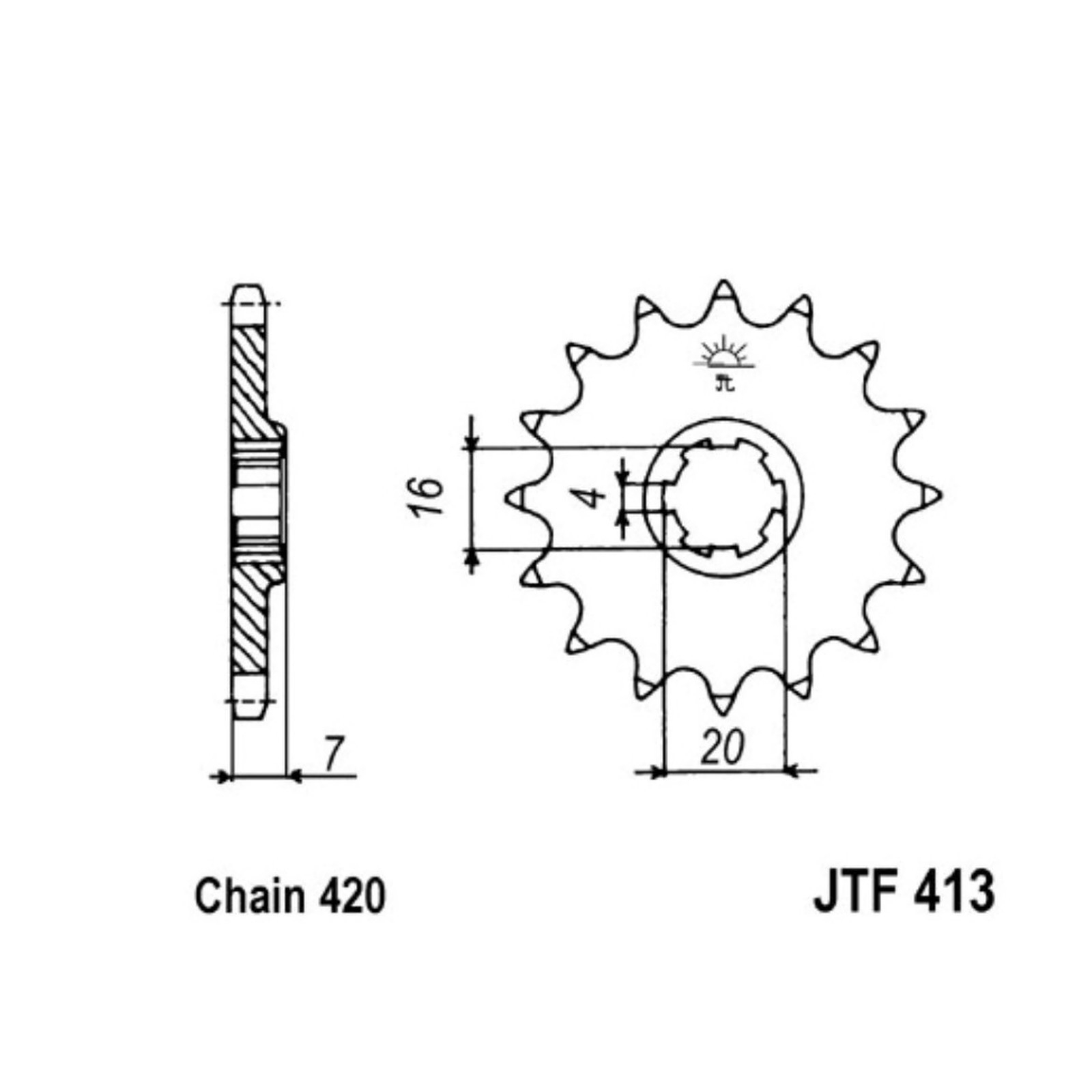 JT Ritzel 14 Zähne Teilung 420  / 413.14