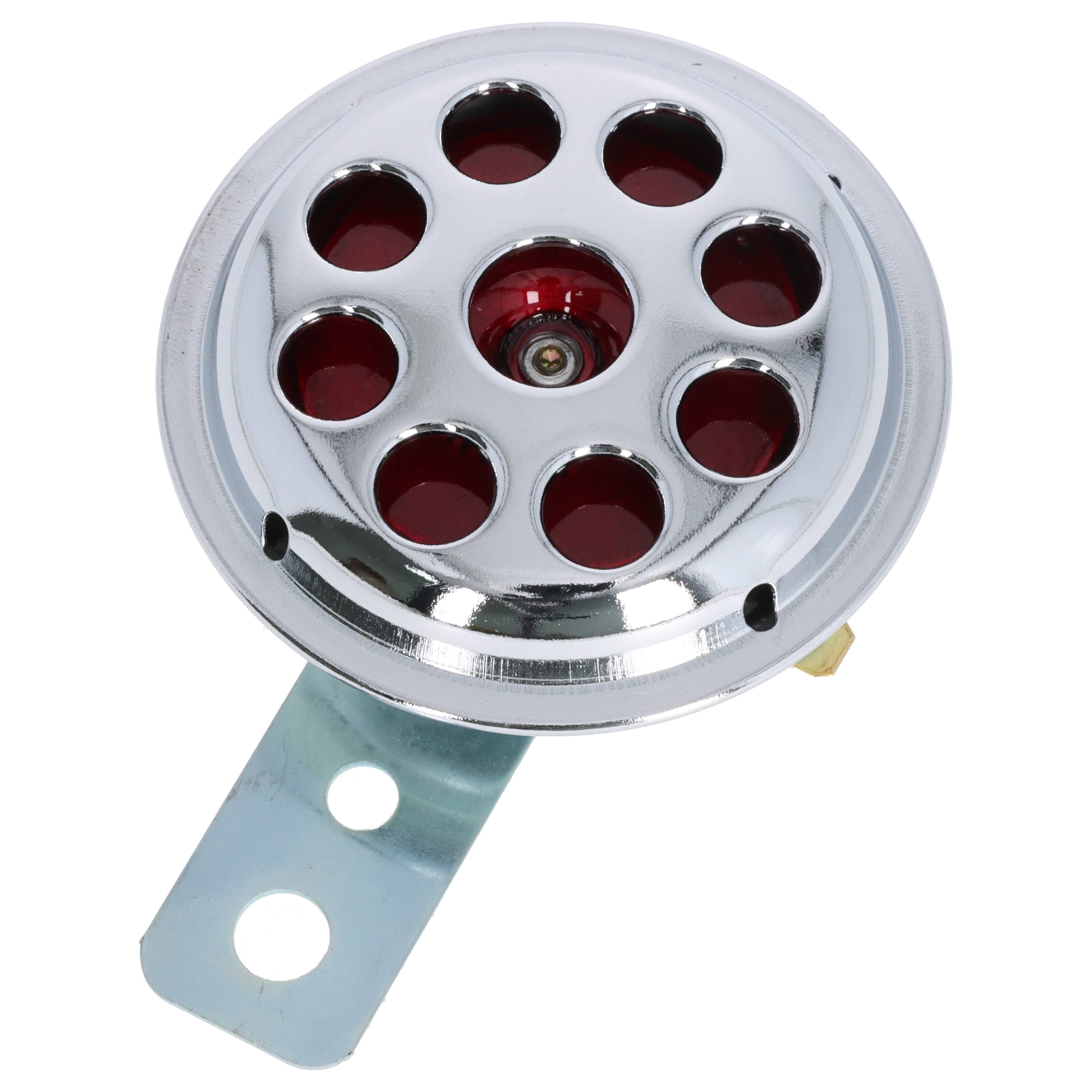 Motorrad Hupe chrom/rot, 12 Volt, 71 mm