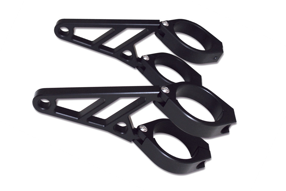 HIGHSIDER CNC Alu Lampenhalter Set  38 - 41 mm Durchmesser, schwarz