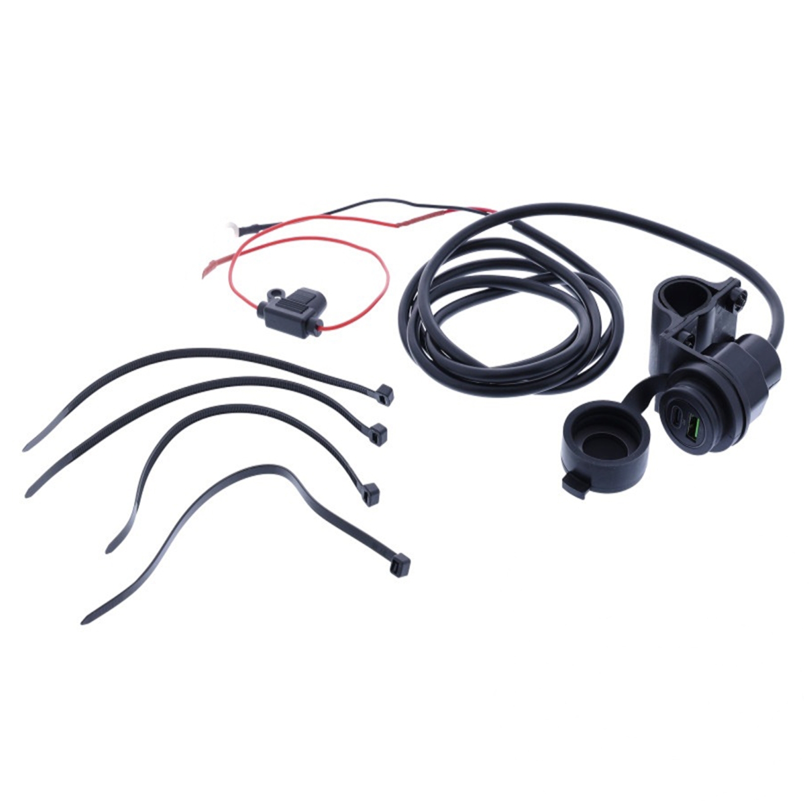 JMP Doppelsteckdose USB USB A+C 3A Quick Charge für Lenkerdurchmesser 21 - 25 cm