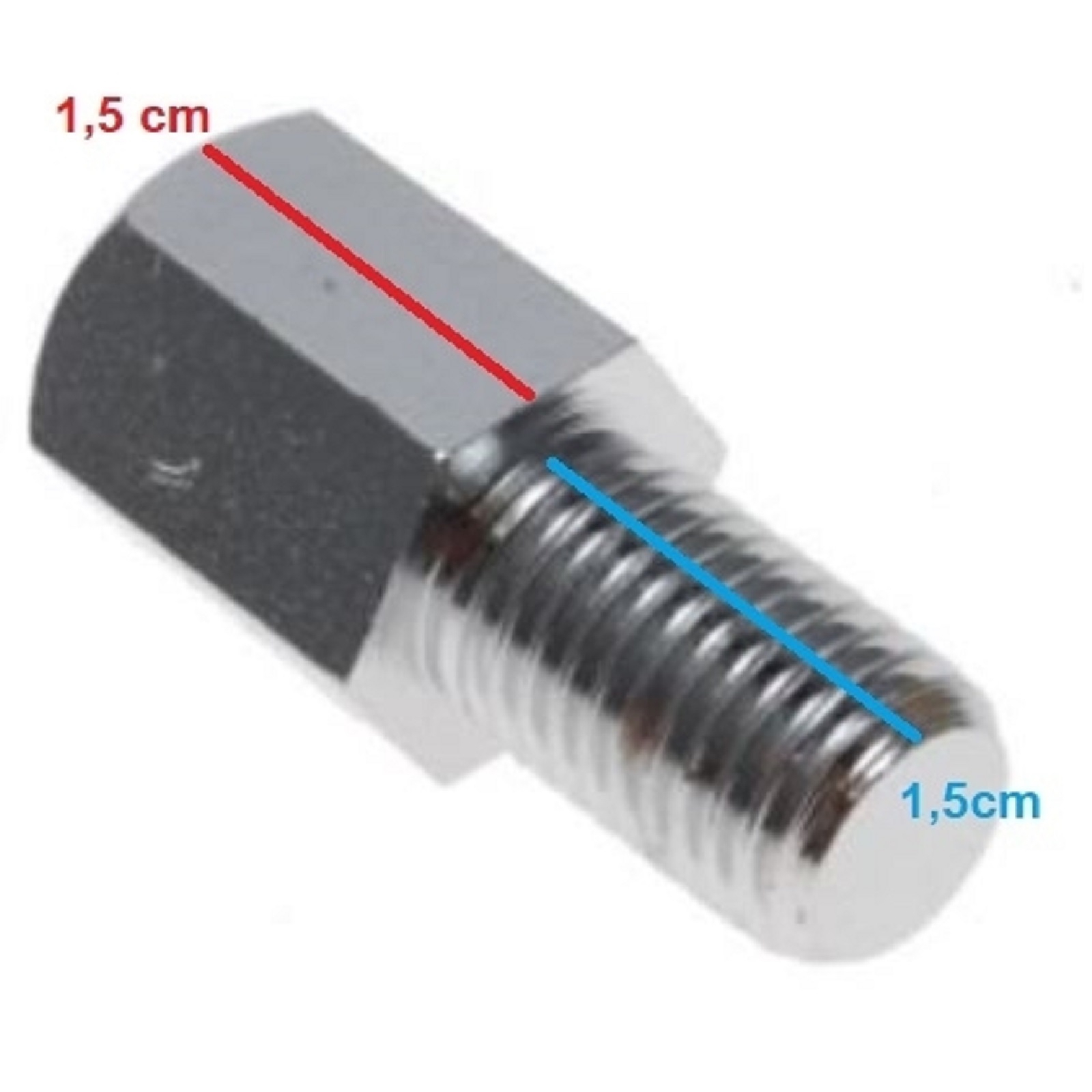 Spiegeladapter Verlängerung Spiegelarm 15mm chrom M8 Rechtsgewinde