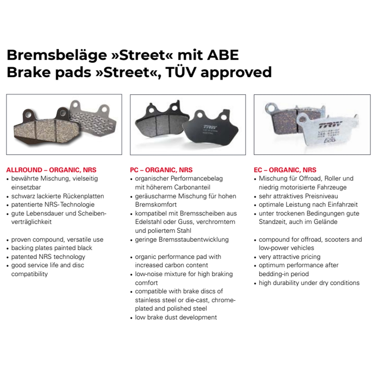 TRW MCB19 Bremsbeläge für BMW R 45 65 80 100 1100 K 75 100 1100 1200 Ducati