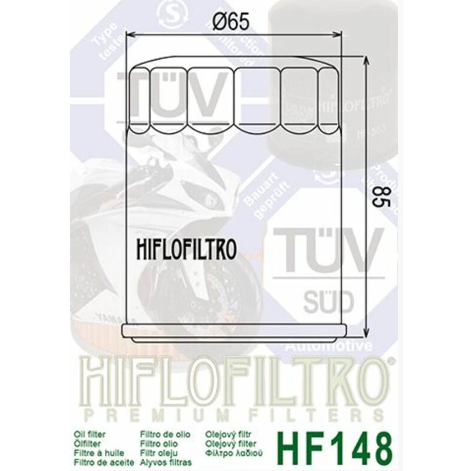 HIFLO HF148 Ölfilter für Yamaha FJR 1300 2006 - 2012 TGB Target 550 Blade 500 550