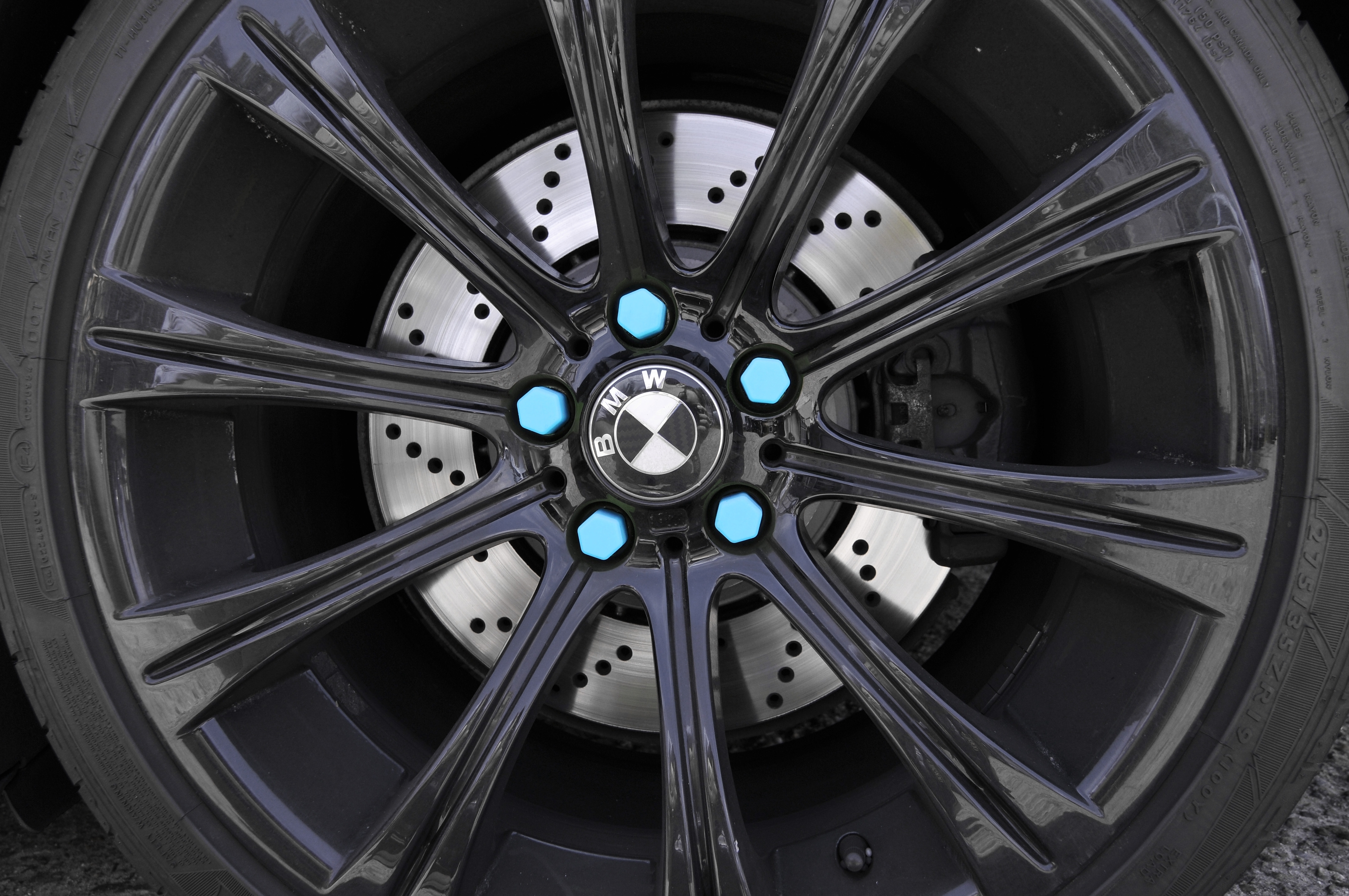 20 Stück Radschraubenkappen Silikon Blau SW19