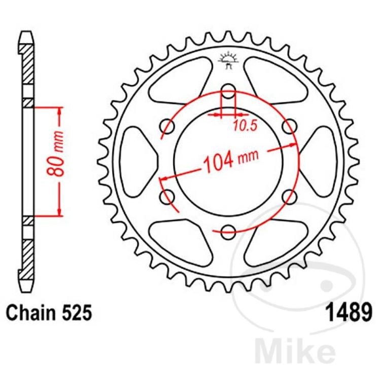 JT Kettenrad hinten 40 Zähne 525 Teilung R1489-40 JT Sprockets JTR1489.40