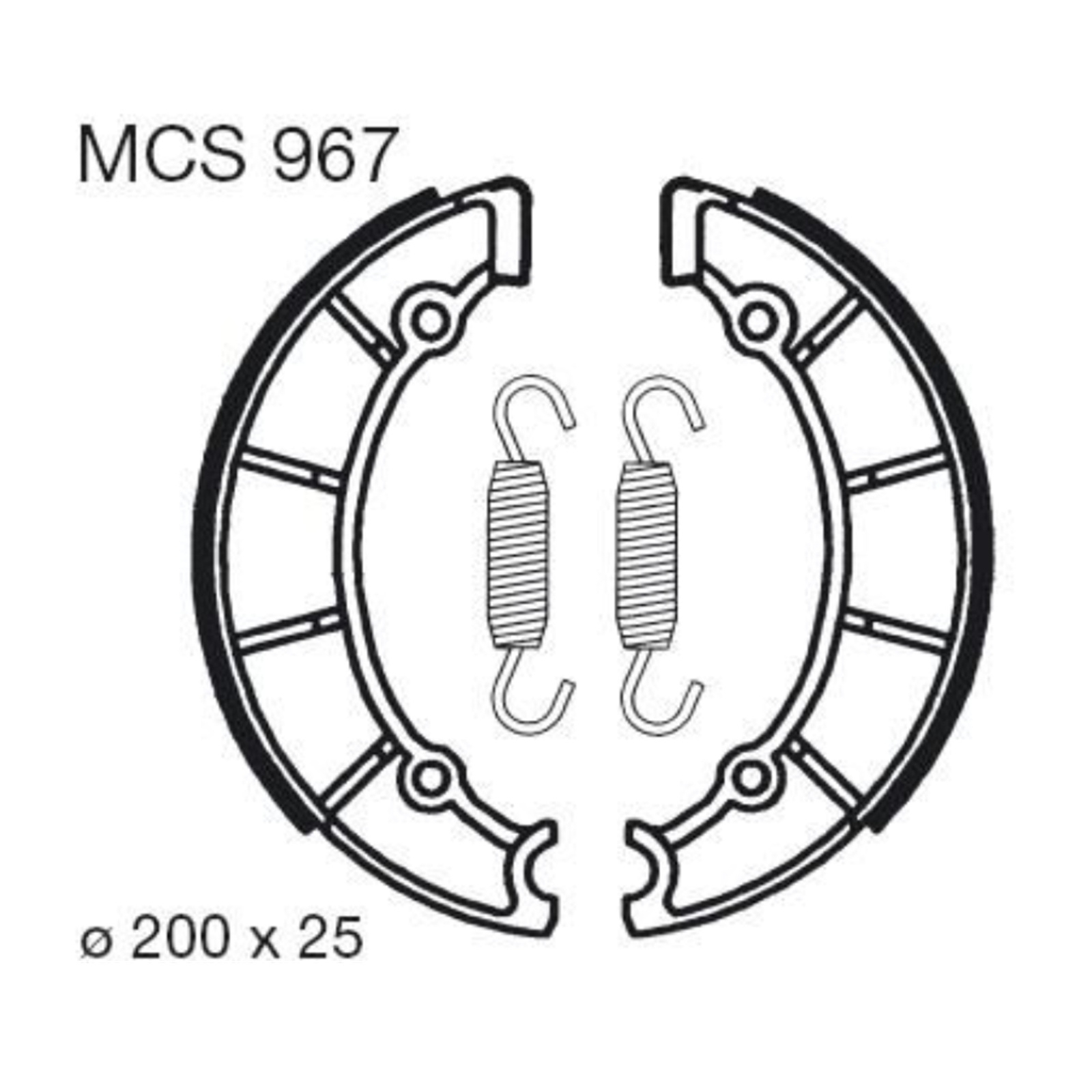 TRW Bremsbacken mit Federn MCS967 200x35mm für Yamaha SR 500 SP