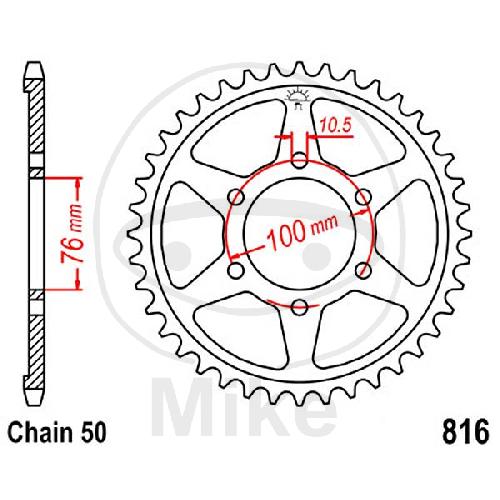 JT Sprockets Ketterrad 45 Zähne 530 Teilung Innendurchmesser 76mm Lochkreis 100mm R816-45