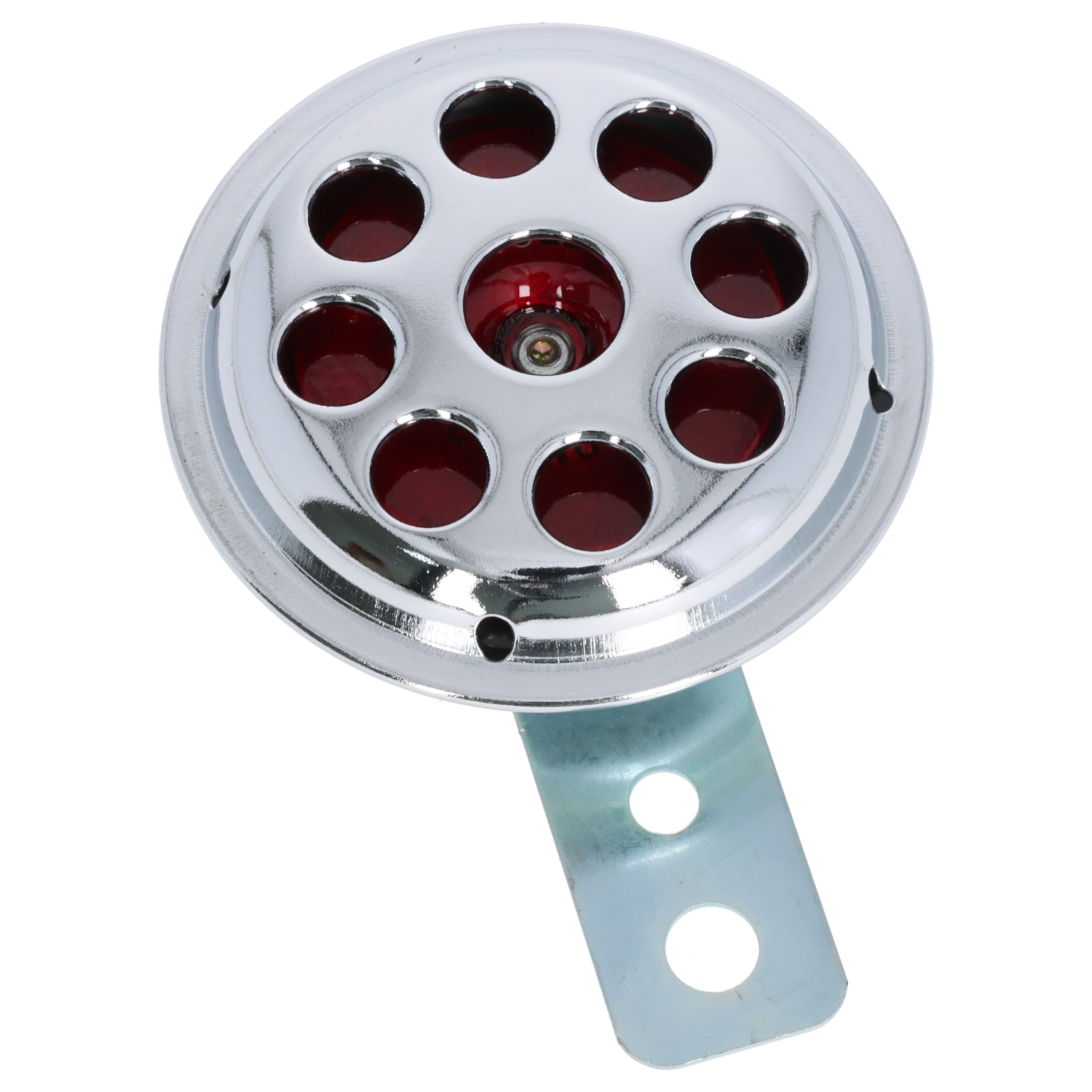 Motorrad Hupe chrom/rot, 12 Volt, 71 mm