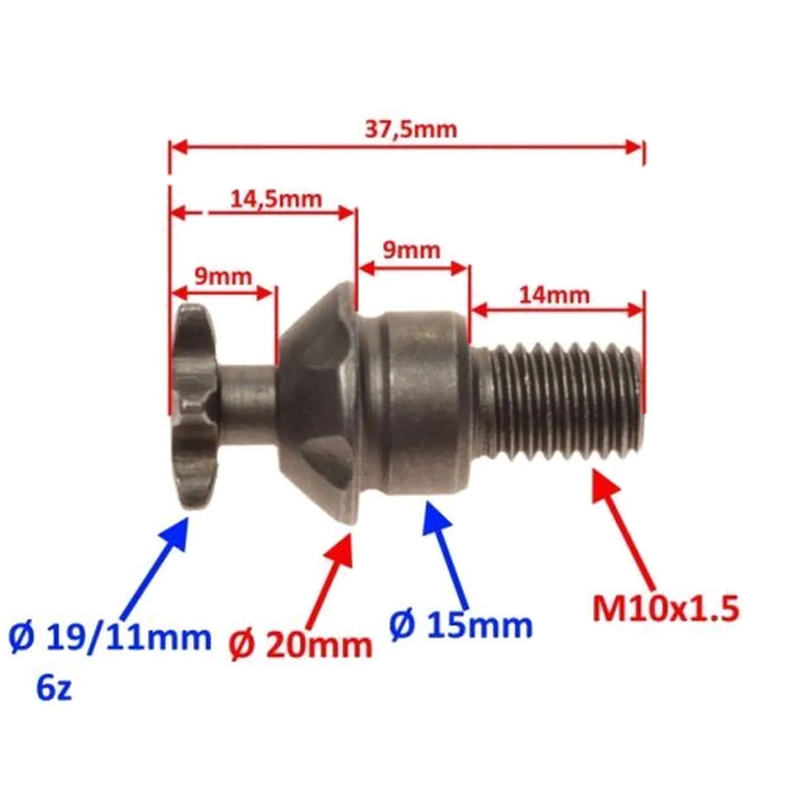 Antriebsritzel Kettenritzel 6 Zähne M10x1.5 mm für Pocket Bike 47 bis 49ccm