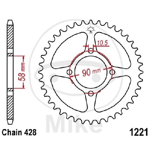 JT Kettenrad 44 Zähne Teilung 428 / JTR1221.44 JT Sprockets