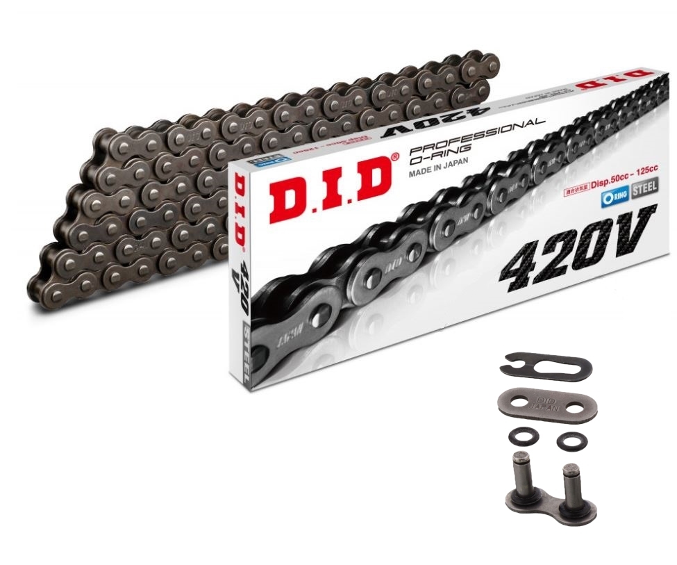 DID 420V O-Ringkette 50-125ccm, 420 Teilung 104 Glieder offen +Clipschloss