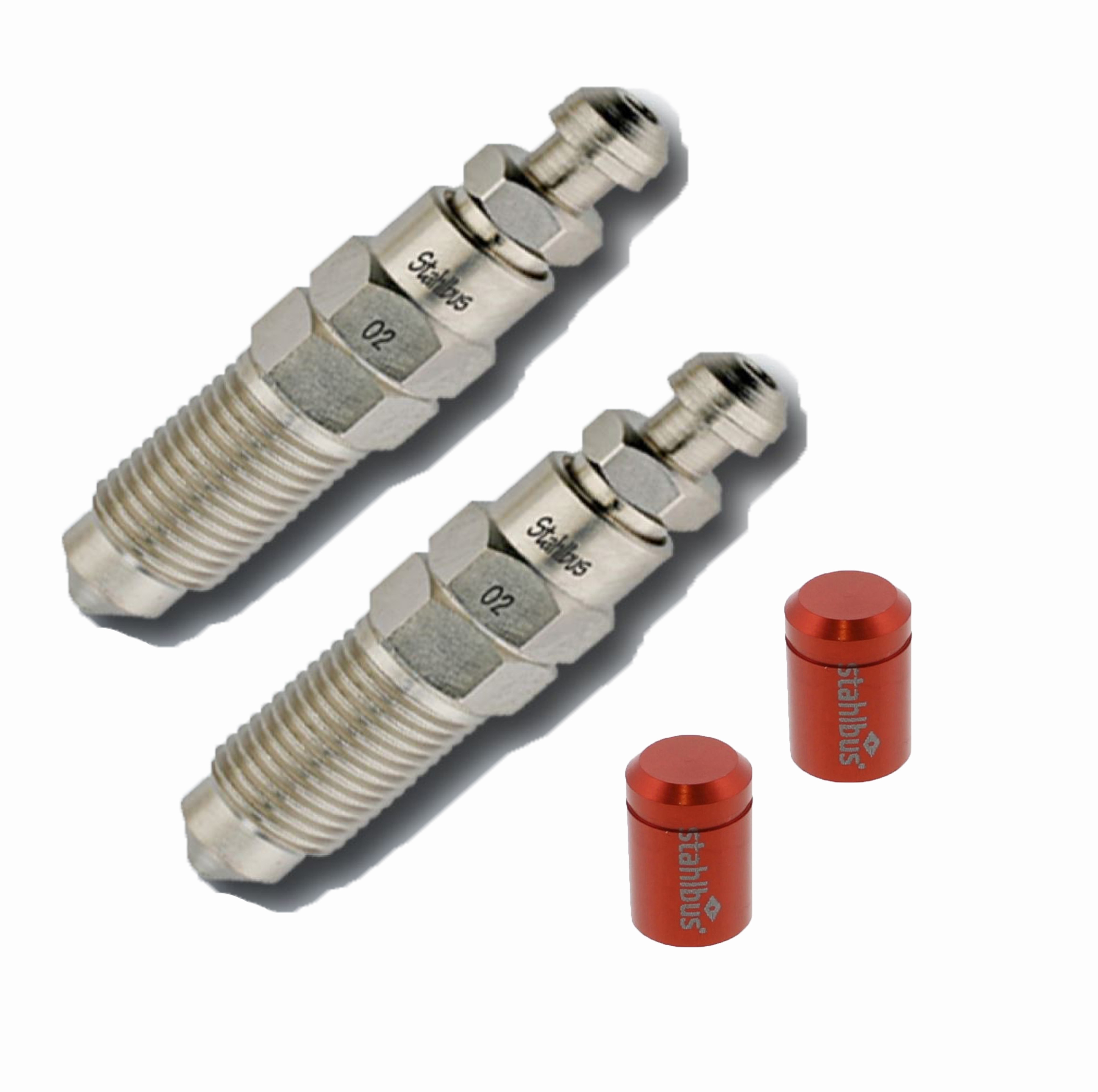 SB-110413 2x stahlbus Schnell-Entlüfterschraube Entlüftungsventil M10x1x20 +Alukappe Rot