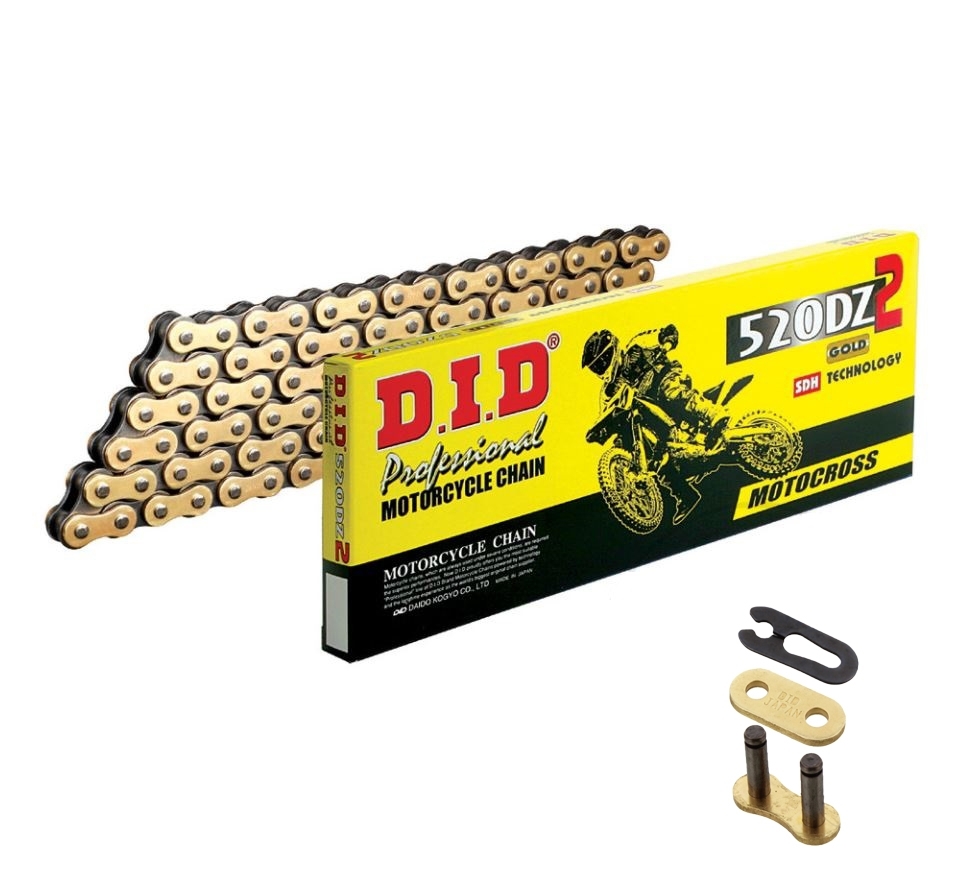 DID DZ2 Offroad Motocross Antriebskette G&B Clipschloss 520 Teilung 118 Glieder