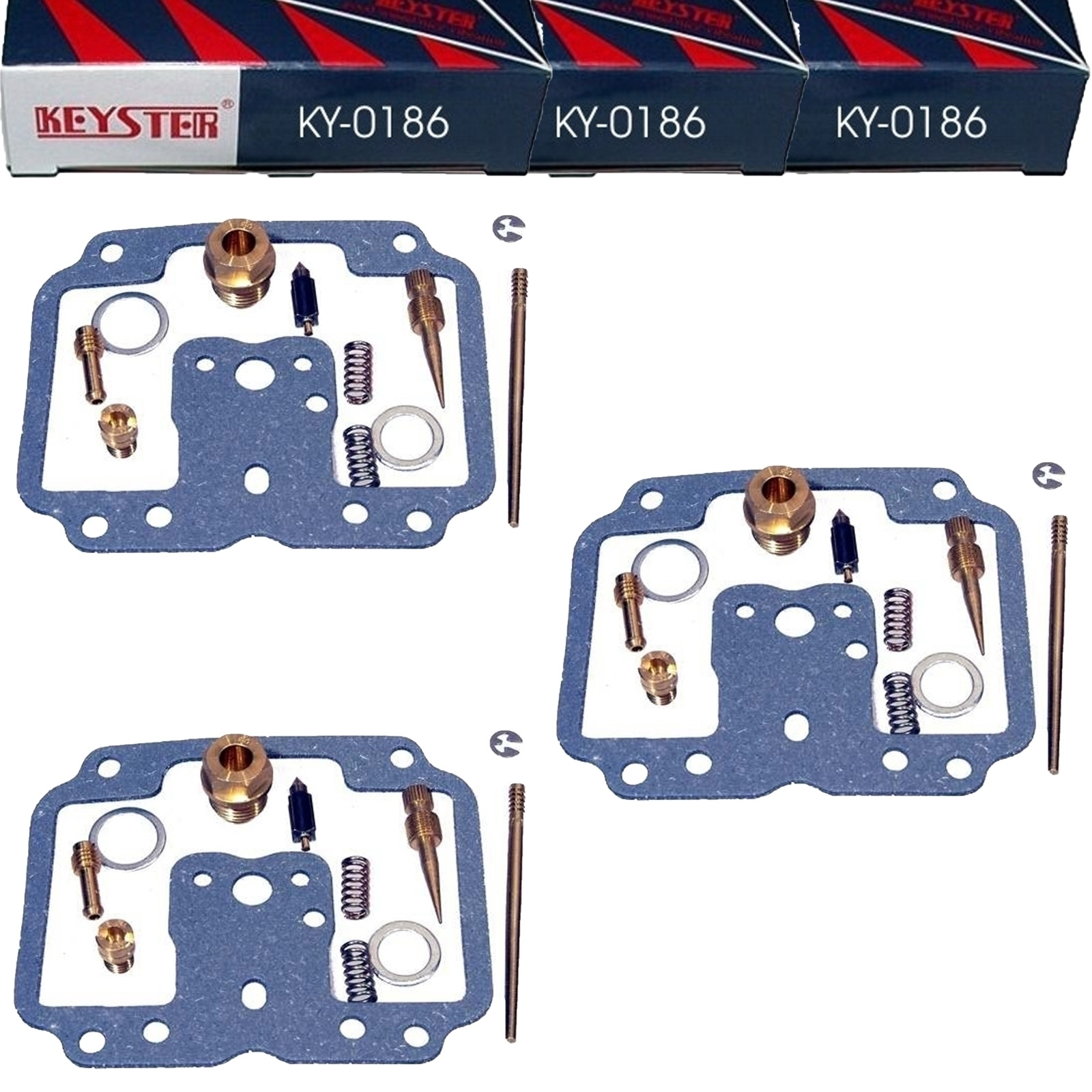 3x Keyster KY-0186 Vergaser Reparatursatz für Yamaha XS 750 D Baujahr 1977 Typ 1J7