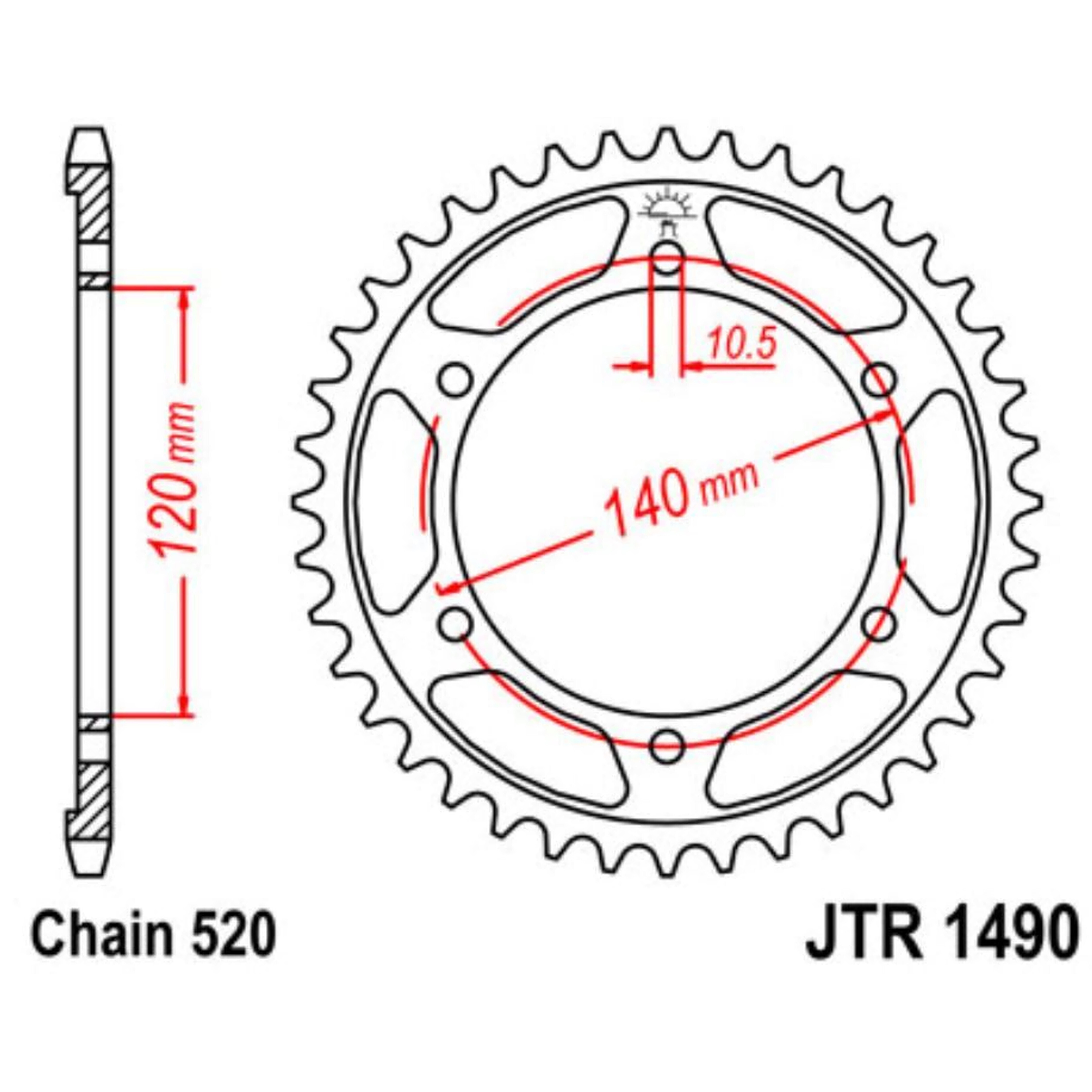 JT Kettenrad 44 Zähne Teilung 520 / JTR1490.44 JT Sprockets