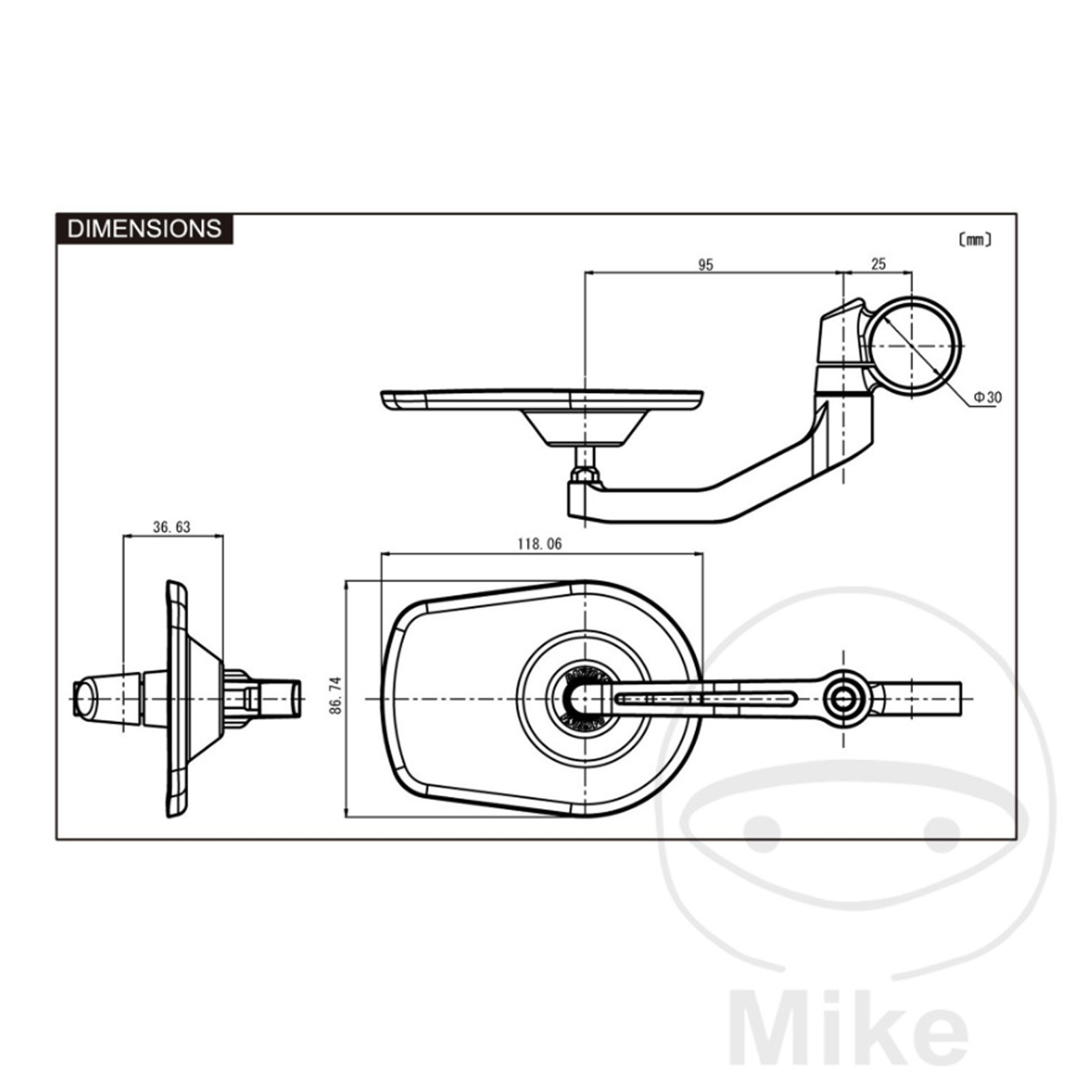 DAYTONA D-MIRROR-5 Lenkerendenspiegel Universal schwarz für 1 und 7/8 Zoll Lenker e-geprüft