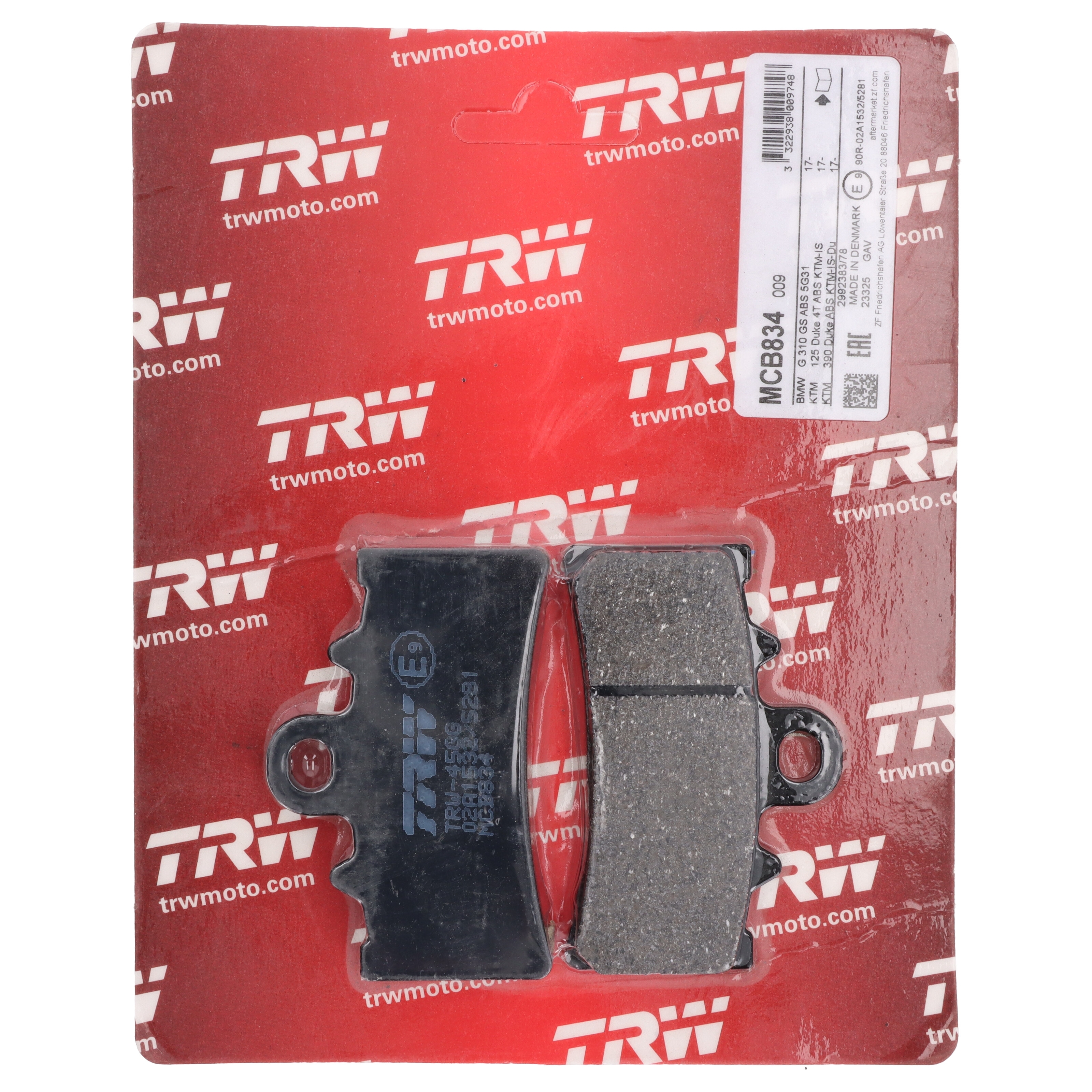TRW MCB834 Bremsbeläge vorne für KTM Duke 125 200 390 RC125 RC200 RC390 Husqvarna