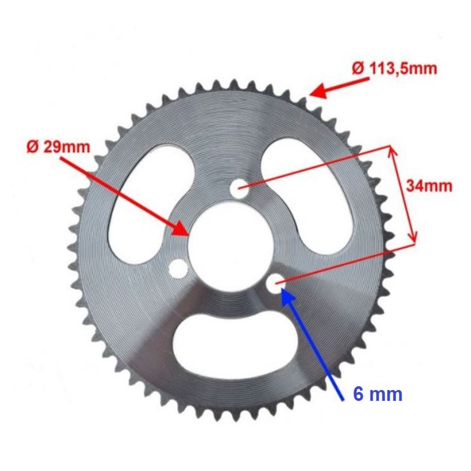 Antriebsritzel Kettenritzel hinten für Pocket Bike Dirt Bike Mini Quad Cross Enduro 55 Zähne