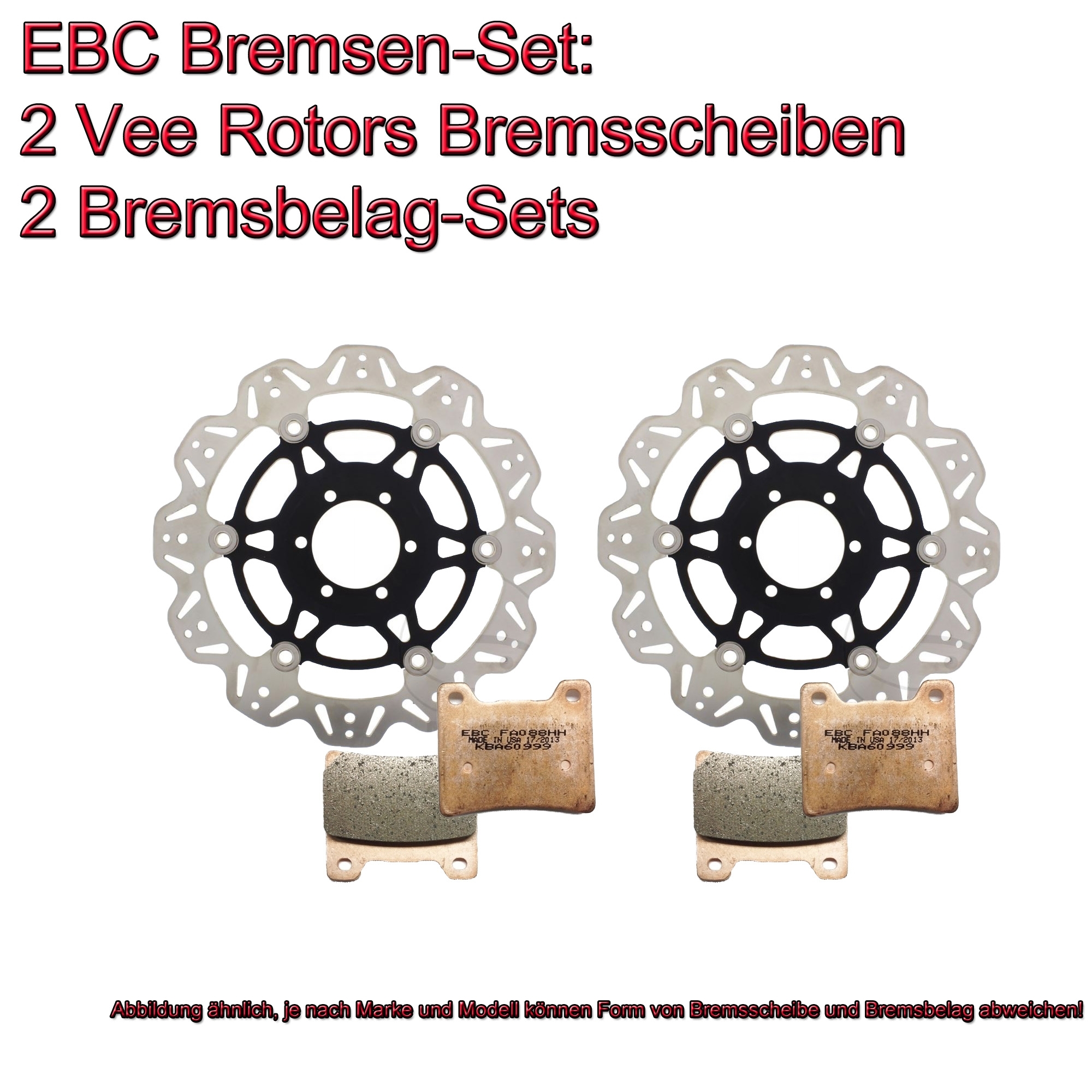 EBC Bremsen Set 2x VR2001BLK + 2x FA088HH für Yamaha FZR 600 1989