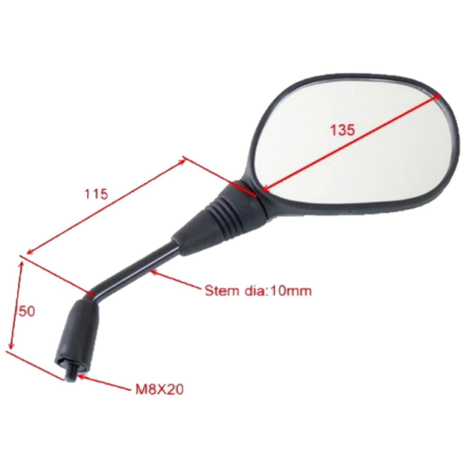 Spiegel für Honda CBR 125 2004-2010 aus Kunststoff in schwarz mit M8 Rechtsgewinde e-geprüft