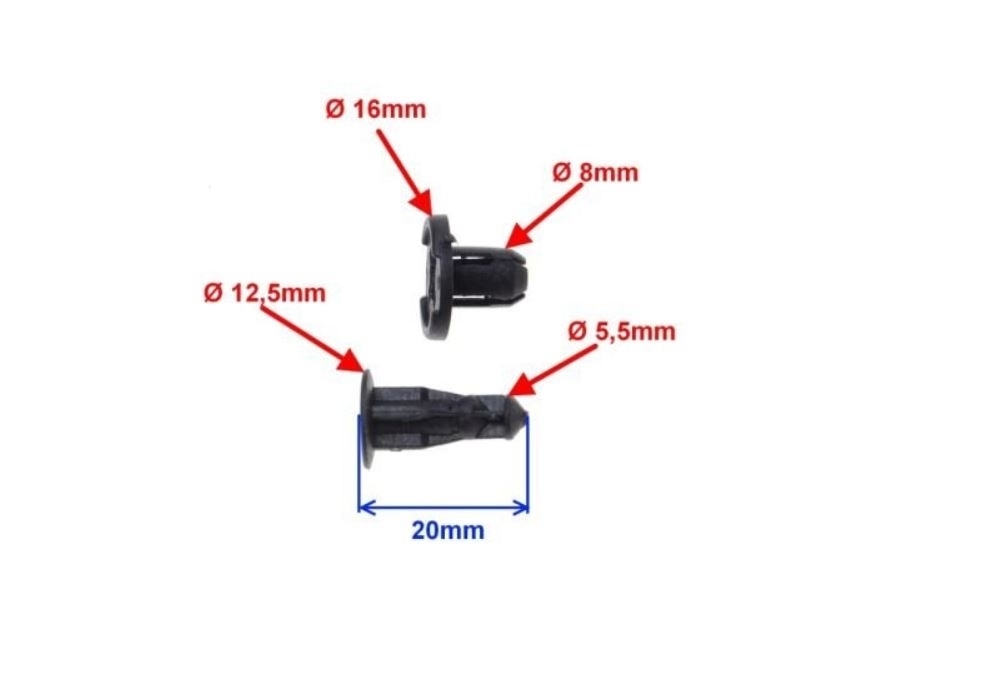 100x Spreiznieten 8mm Spreitznieten Kunststoffnieten für Fenster Windshield Motorrad Roller