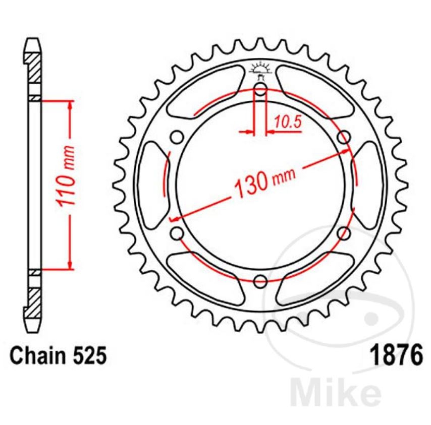 JT Kettenrad Ritzel hinten für Suzuki GSX-R Yamaha YZF-R6 MT-09 MT-07 45Z 525 Teilung