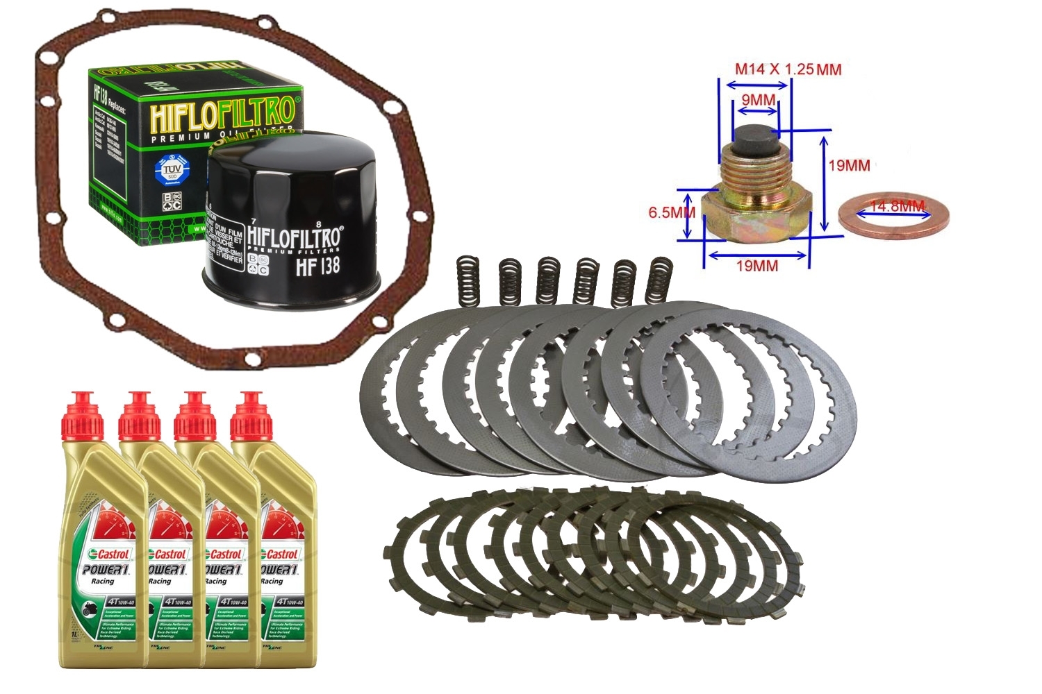 Kupplung komplett + Dichtung + Ölfilter + Öl für Suzuki GSX-R 750 GSXR750 GR7AB