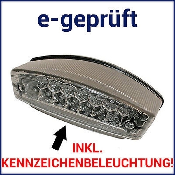 LED-Rücklicht Monster mit Bremslicht und Kenzeichenbeleuchtung, getöntes Glas, E-geprüft