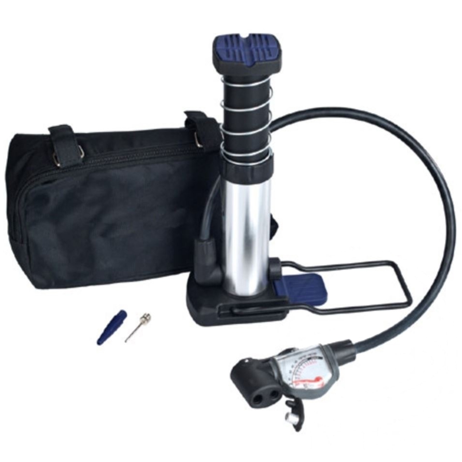 Profi Mini Fußpumpe analog 1 Zylinder 1004 A Fussluftpumpe